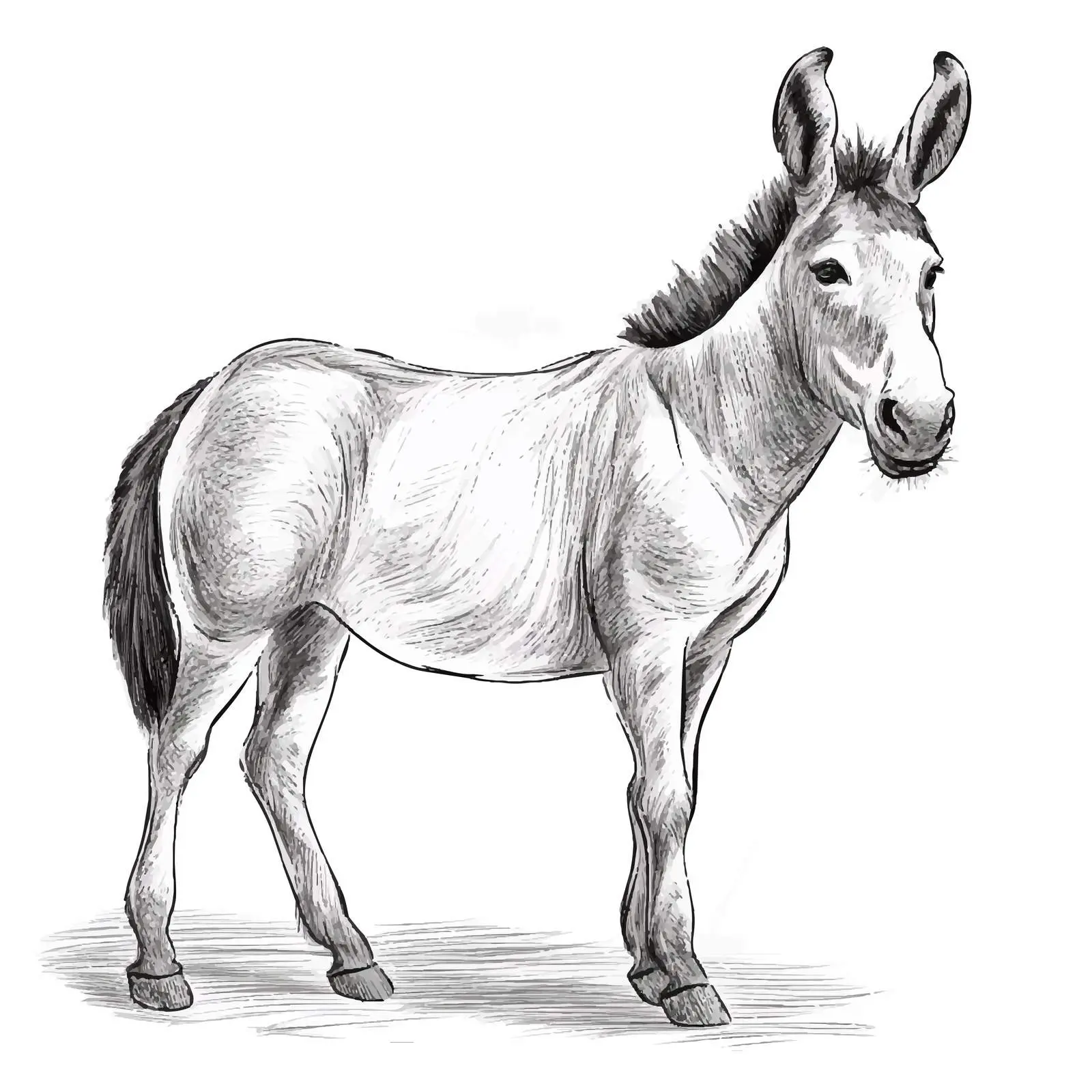 Donkey Sketch Vector Illustration on White Background — free download from Dotvec