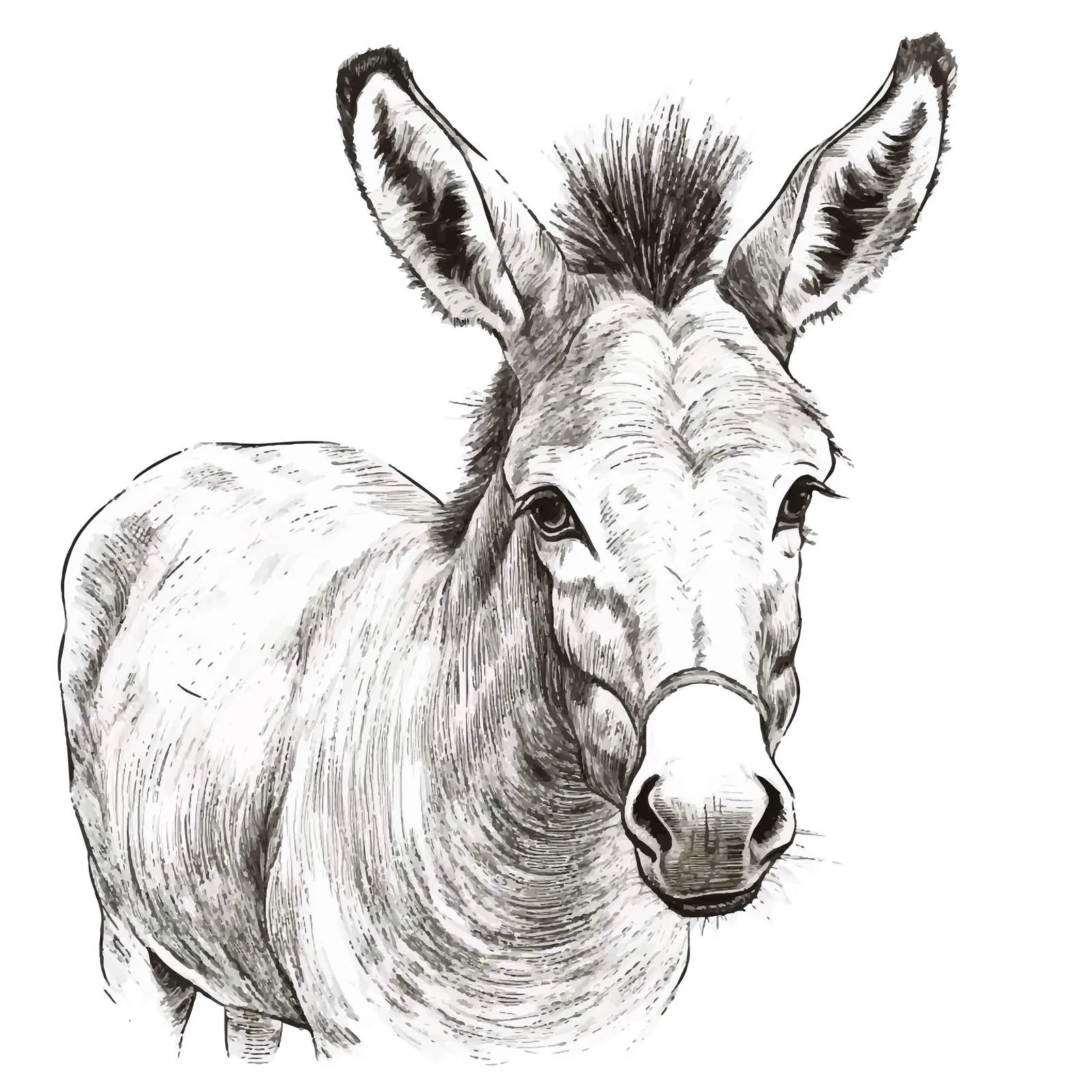 Donkey Sketch Vector Illustration on White Background — free download from Dotvec