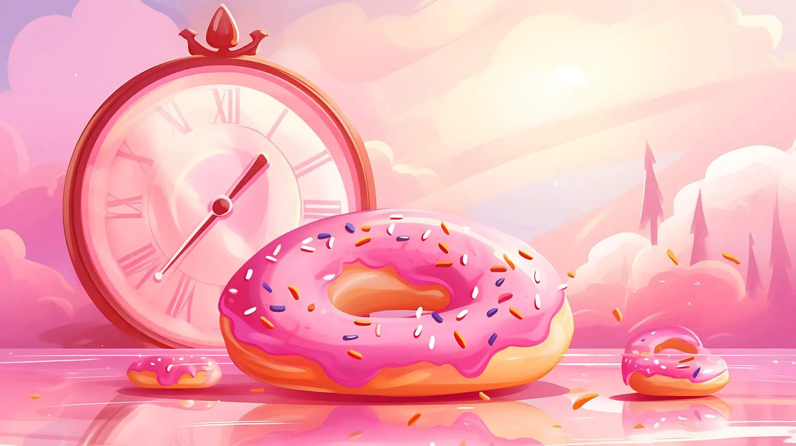 Breakfast Time Donut Clock Concept — free download from Dotvec