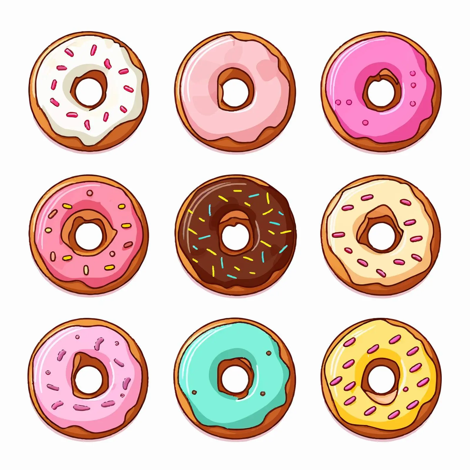 Colorful Donut Line Vector Illustration — free download from Dotvec