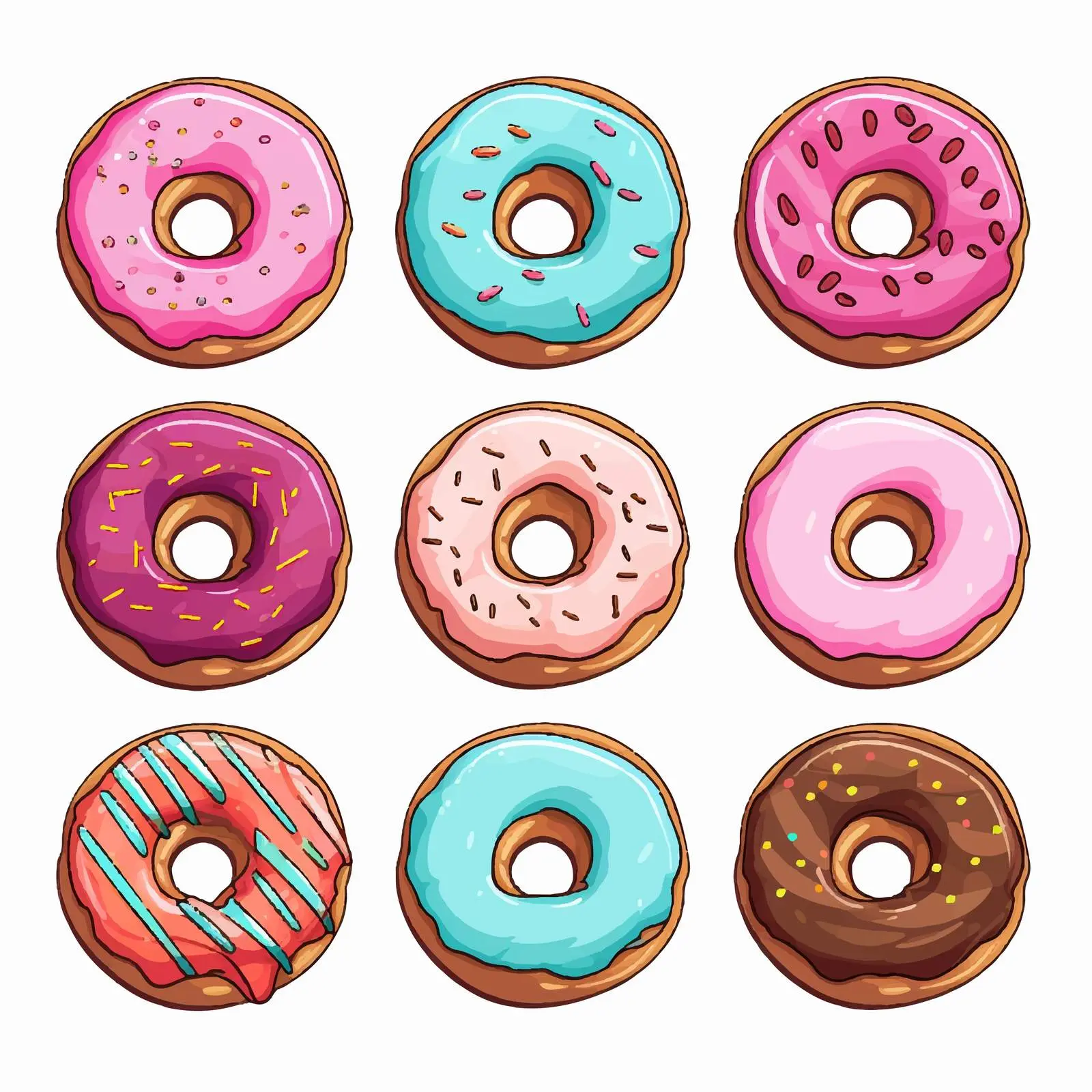 Colorful Donut Vector Illustration on White Background — free download from Dotvec