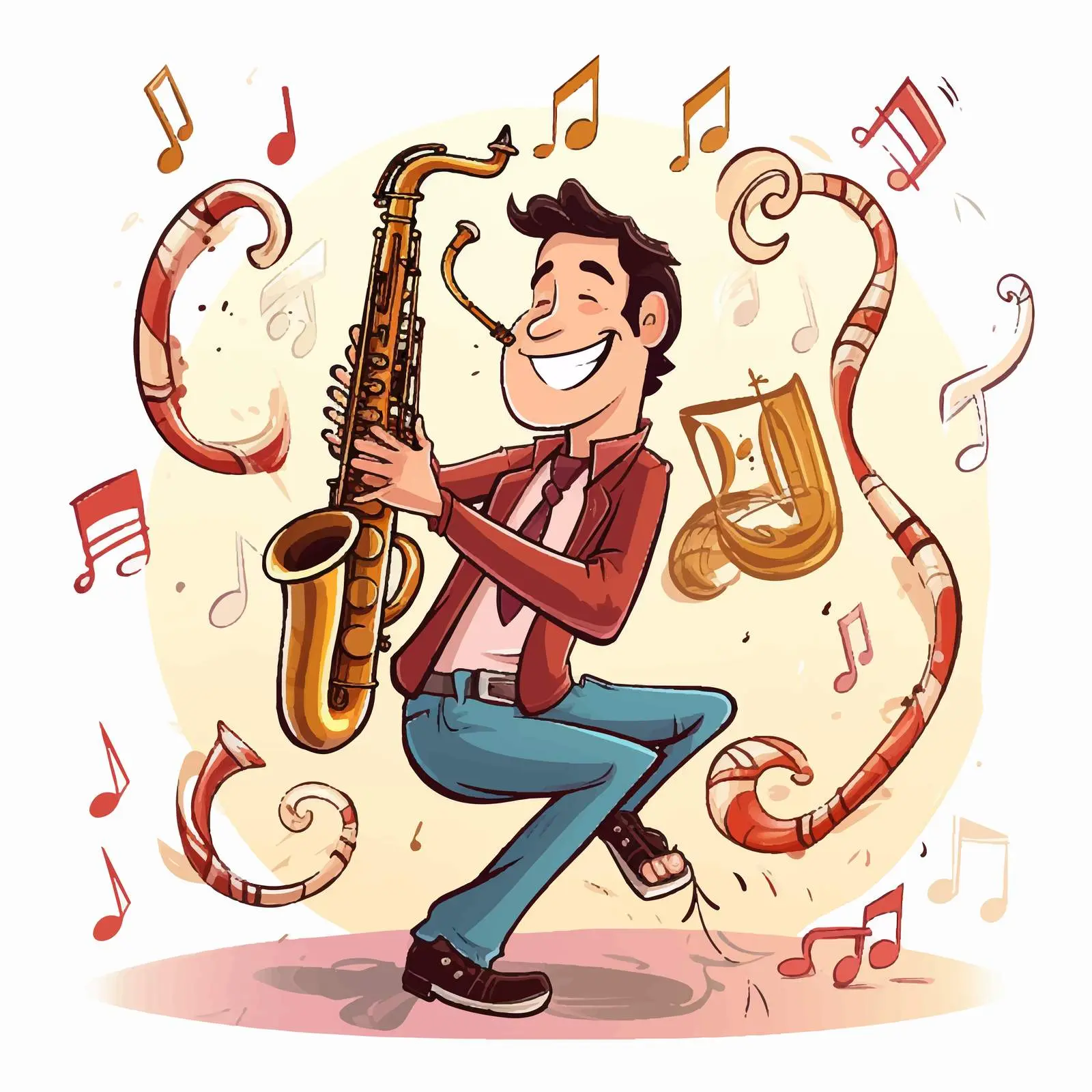Doodle of Man Playing Saxophone — free download from Dotvec