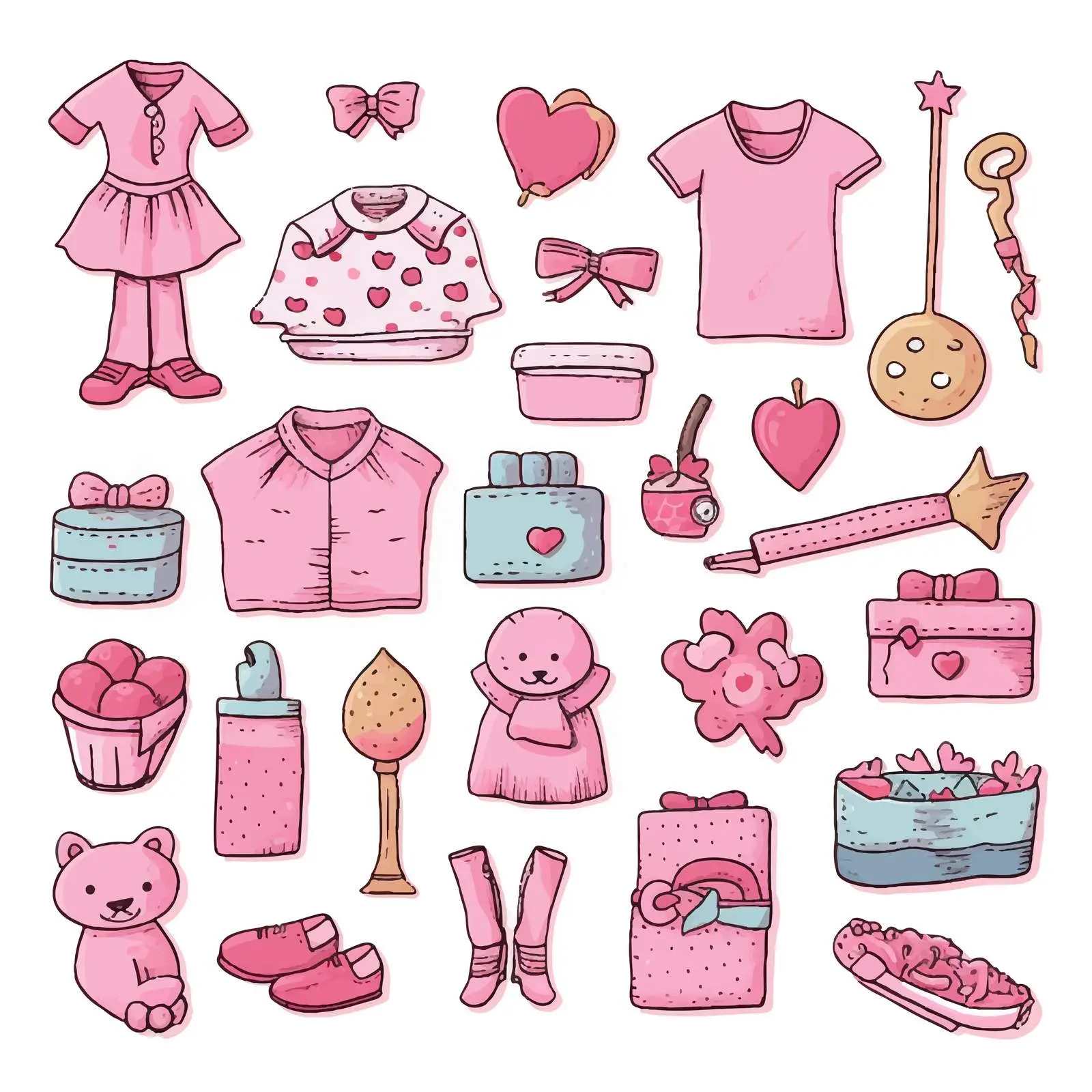 Cute Doodle Kids Party Illustrations of Toys — free download from Dotvec