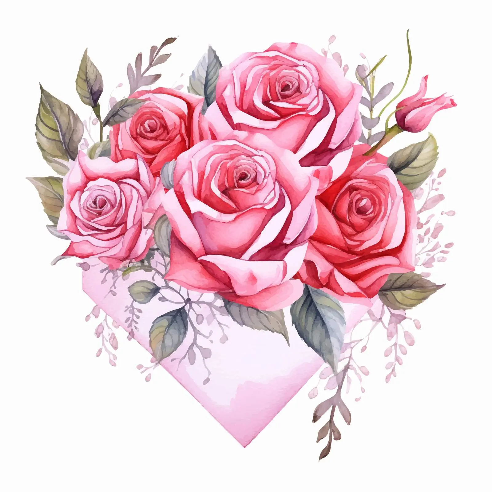 Doodle Floral Watercolor Rose Invitation Graphic – free rendered image from Dotvec