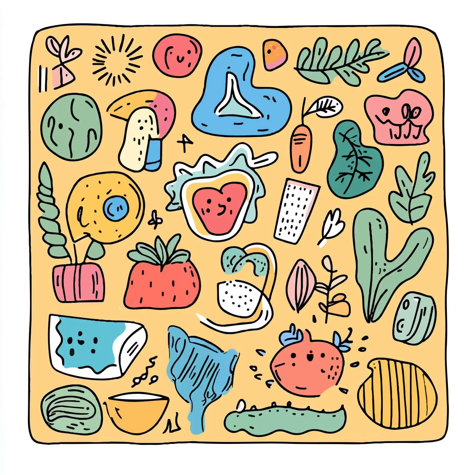 Colorful Doodle Stickers Set — free download from Dotvec
