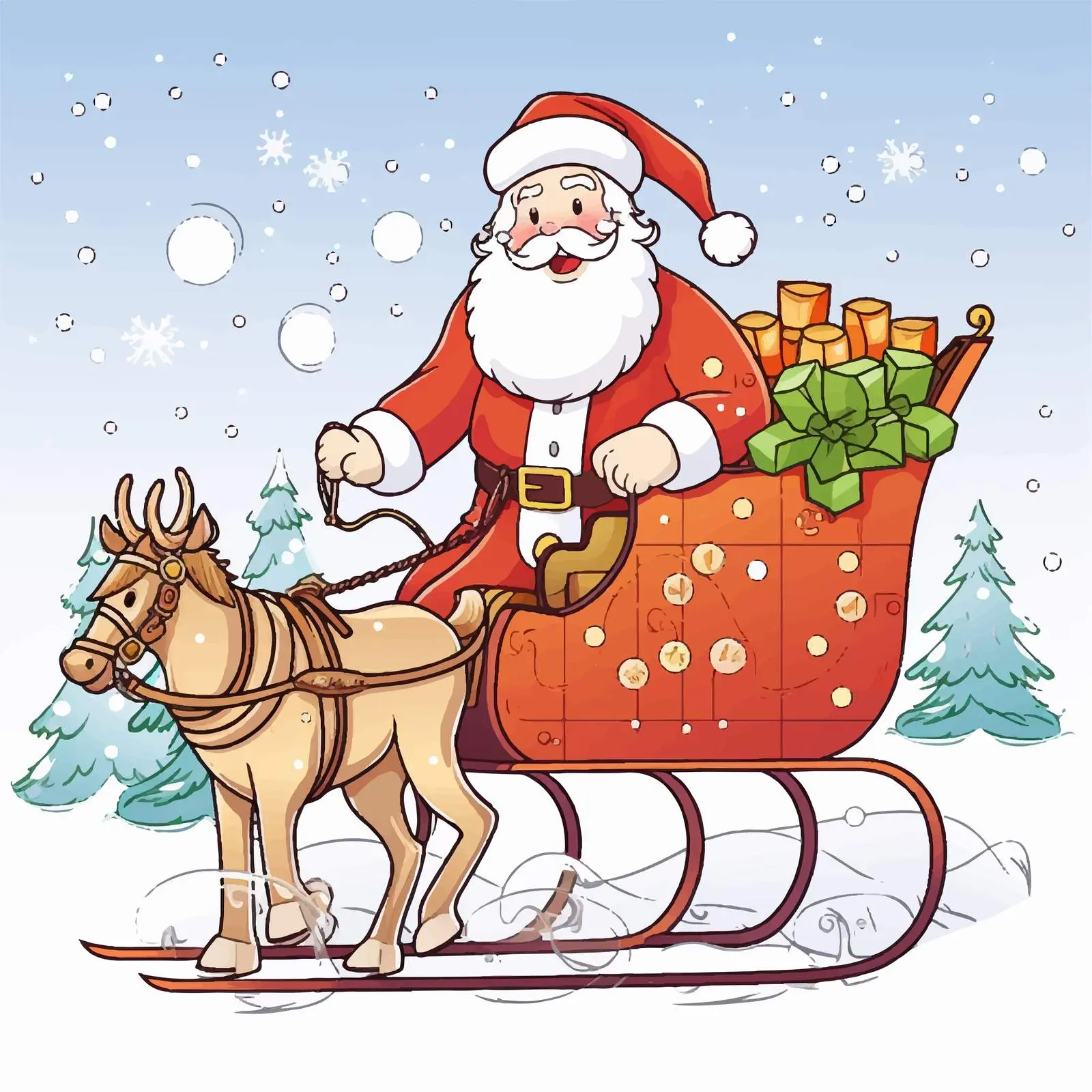 Christmas Sleigh Dot-to-Dot Game Design – free digital drawing image from Dotvec