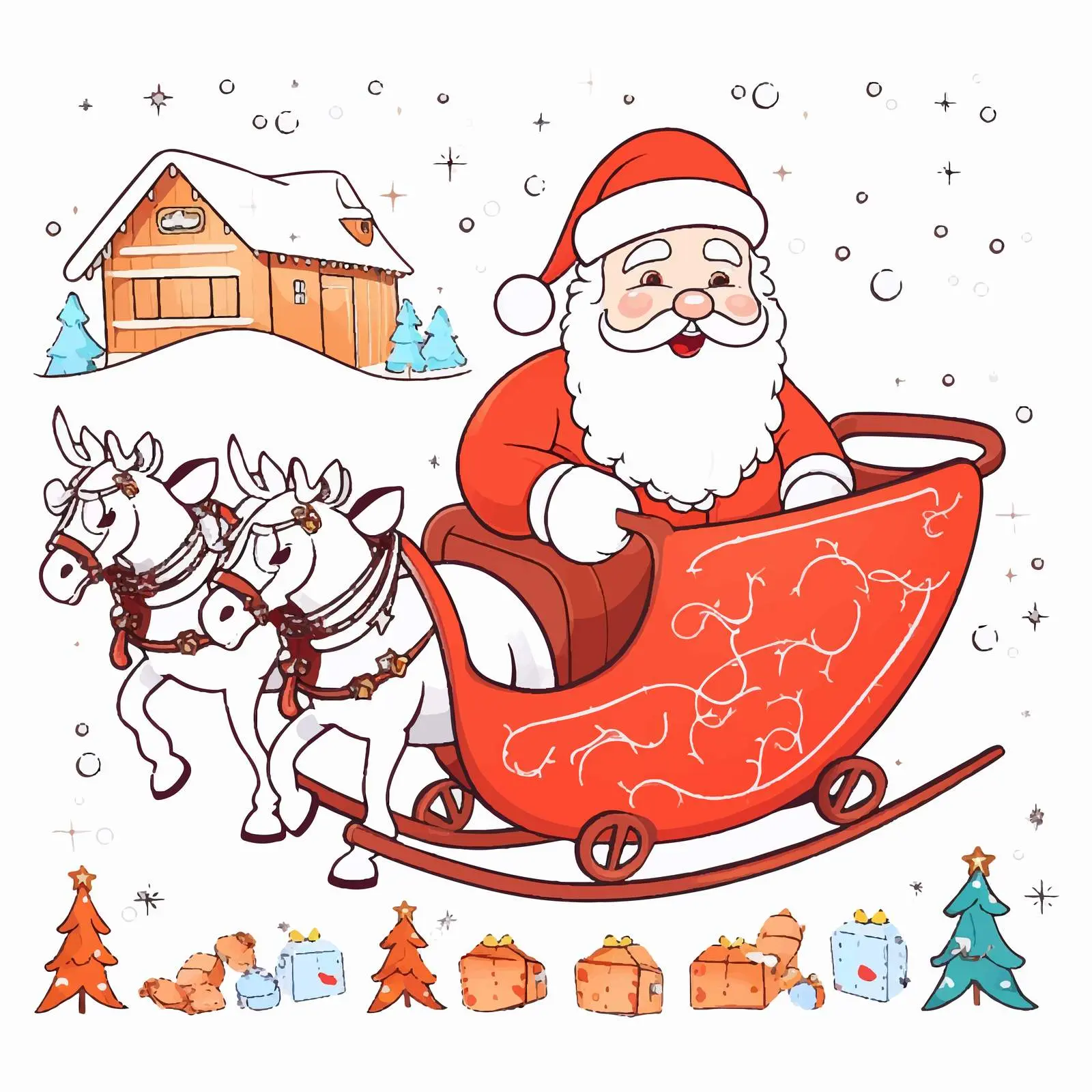 Christmas Sleigh Dot-to-Dot Game Featuring Santa Claus — free download from Dotvec