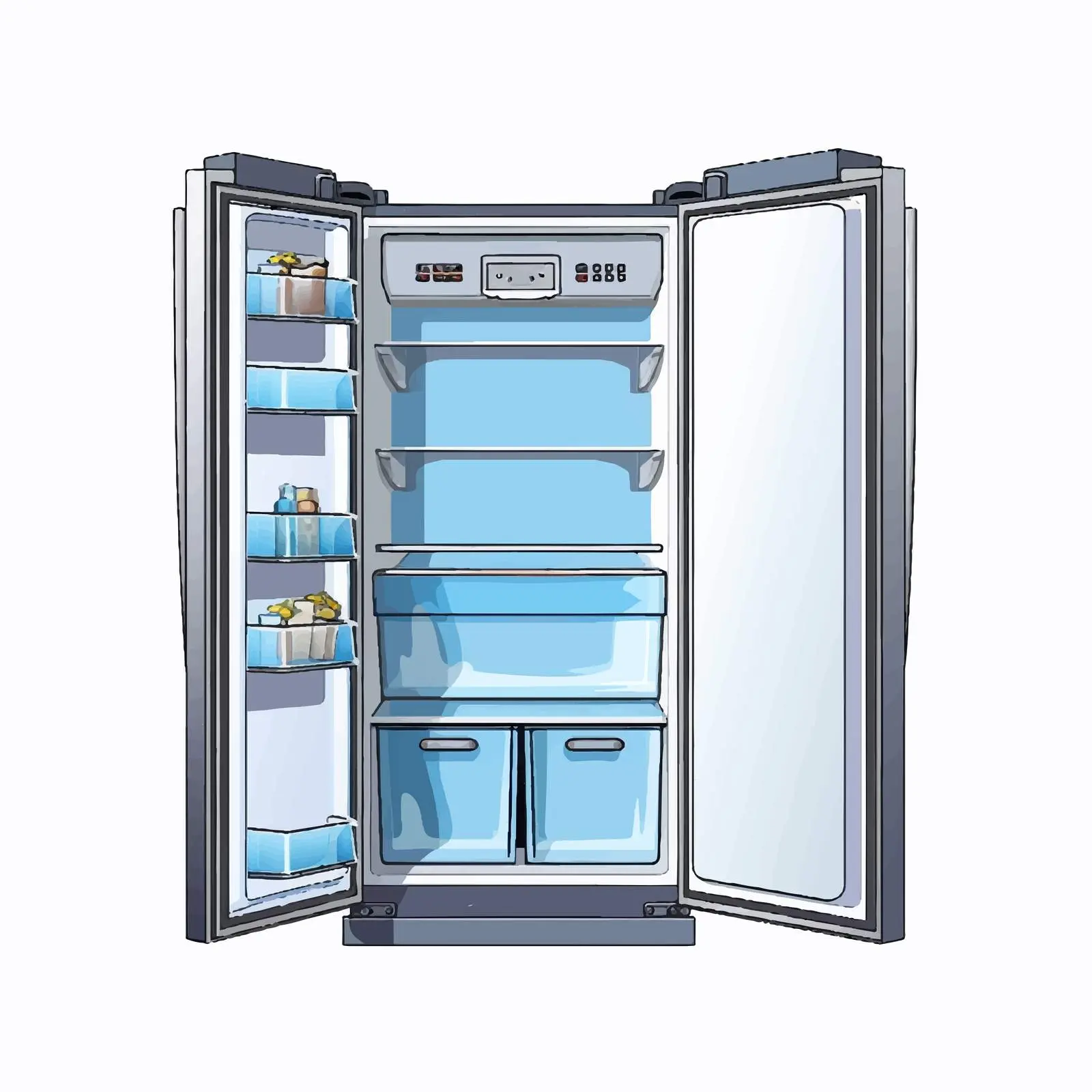 Double Door Refrigerator Vector Illustration – free kitchen essentials image from Dotvec
