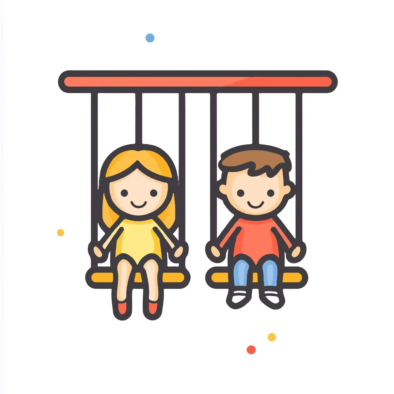 Kids Playing on Double Swing Vector — free download from Dotvec