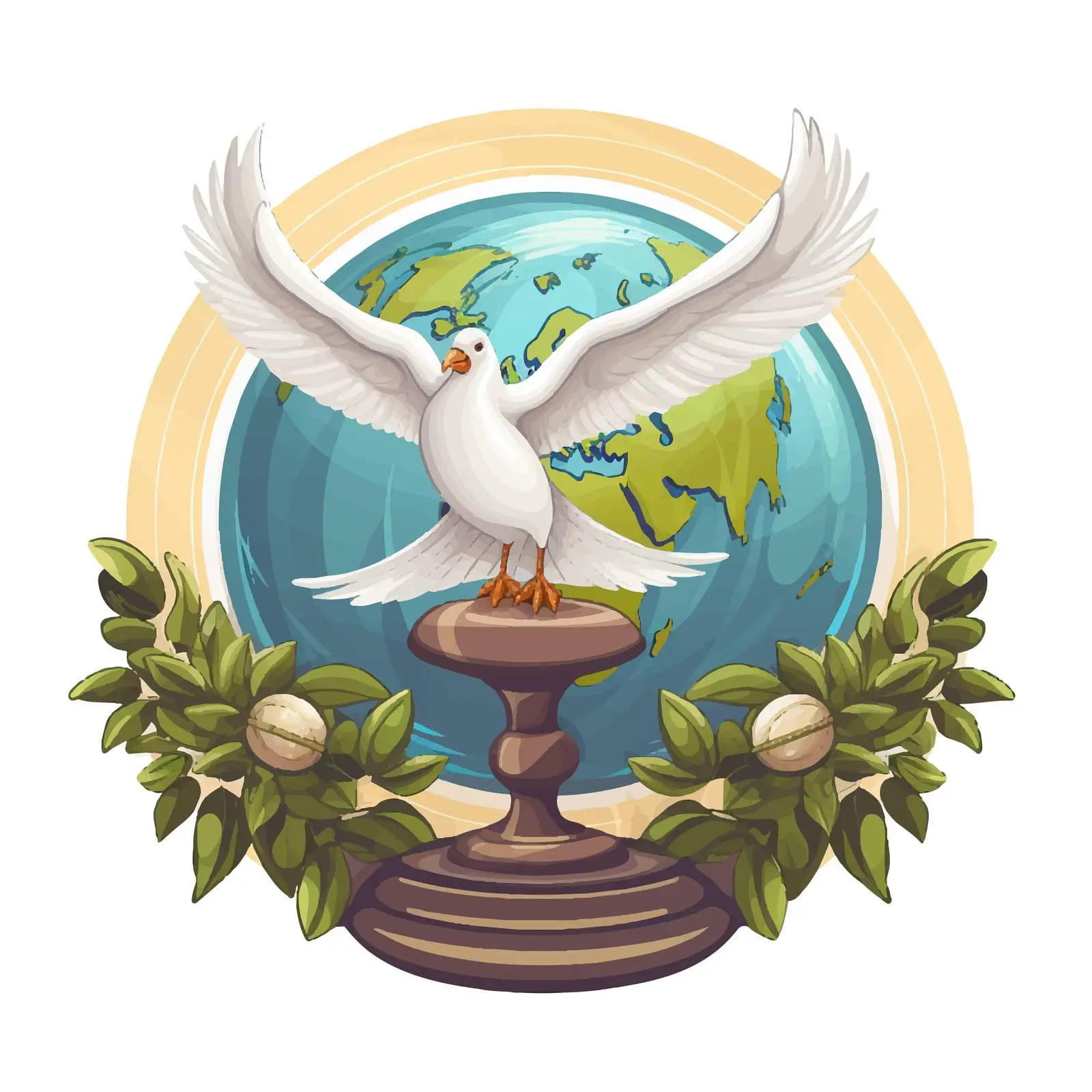 Dove with Olive Branch and Gavel Over Earth — free download from Dotvec