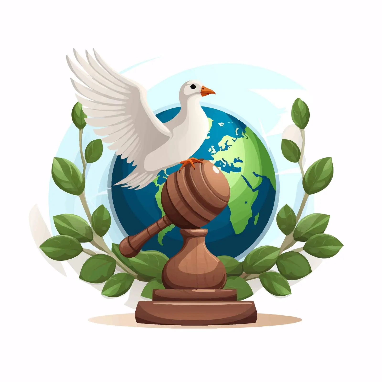 Dove with Olive Branch and Gavel Over Earth — free download from Dotvec
