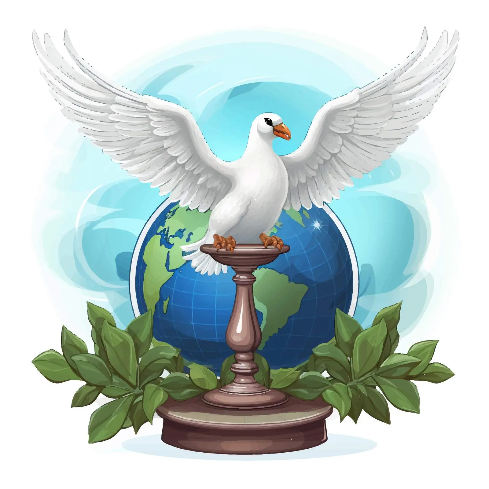 Dove with Olive Branch and Gavel Over Earth — free download from Dotvec