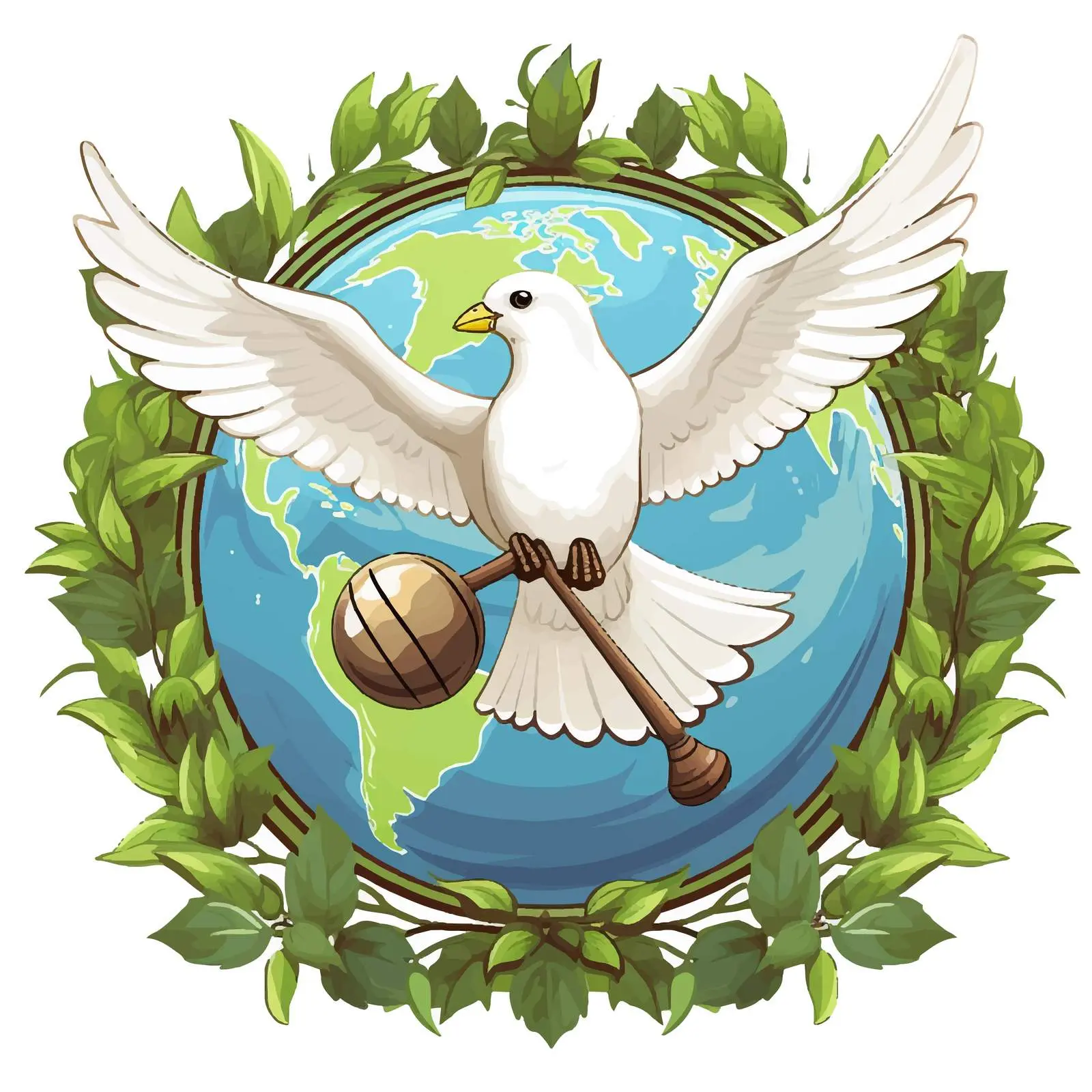 Dove with Olive Branch and Gavel over Earth — free download from Dotvec