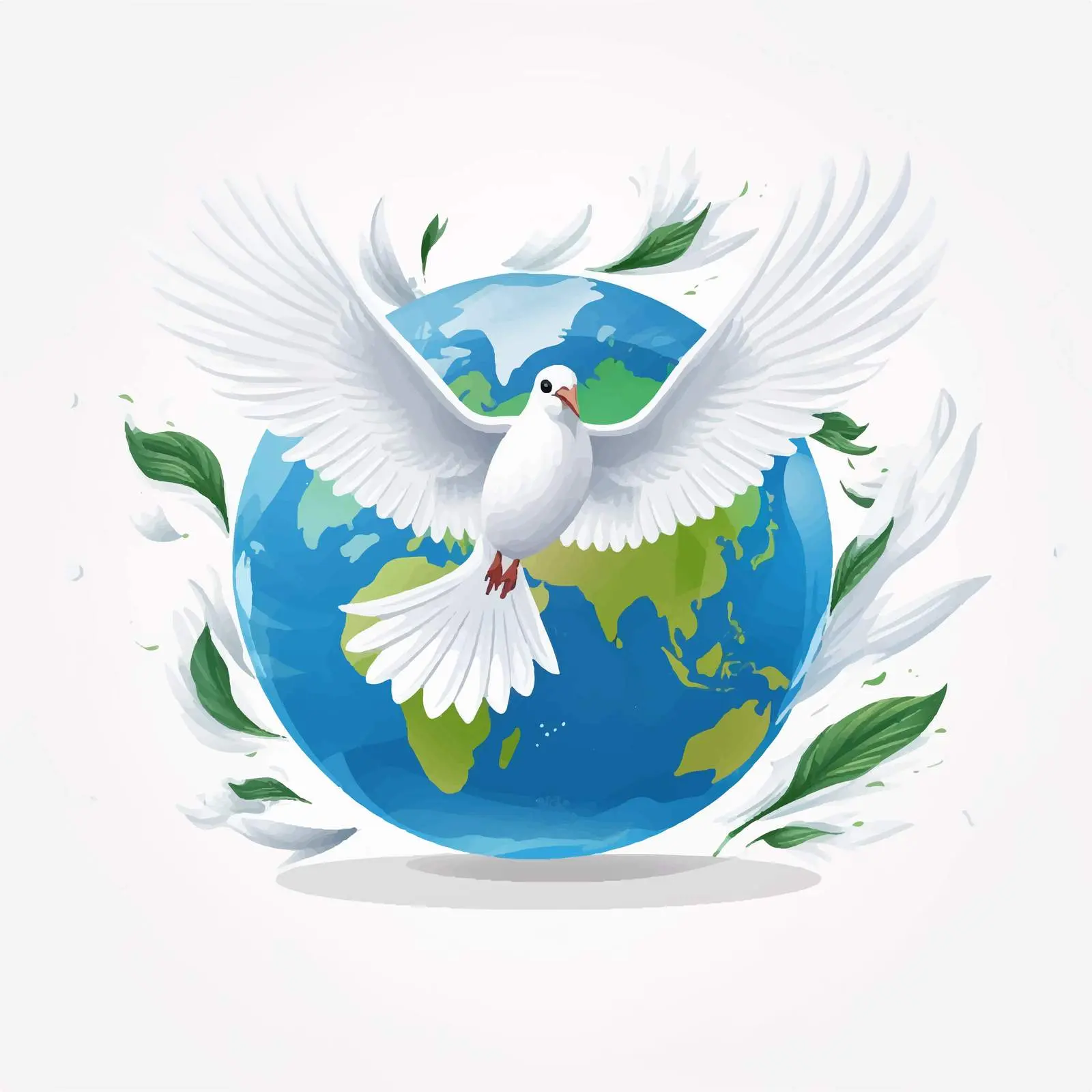 Doves Flying Around Peace Symbol and Earth Vector — free download from Dotvec