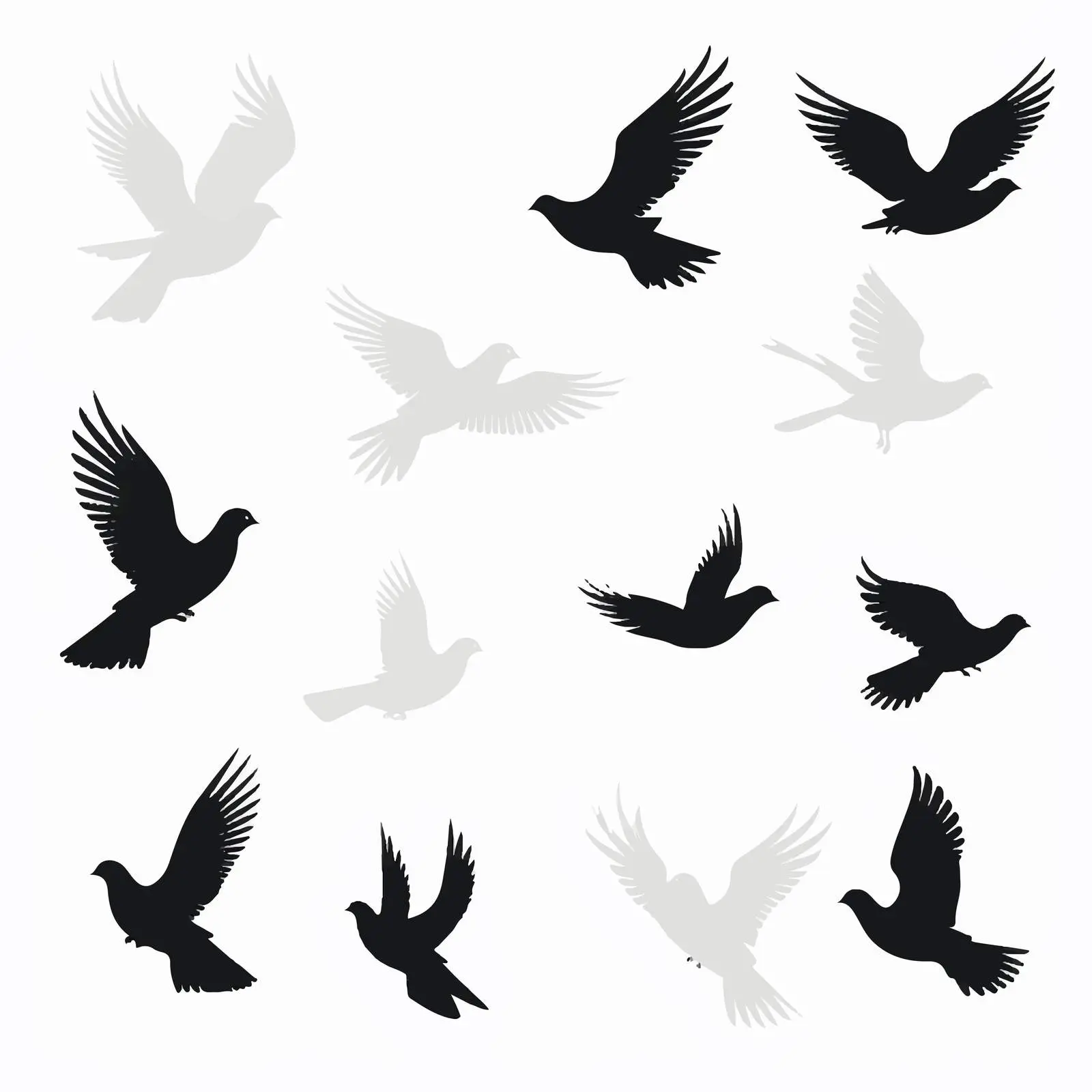 Isolated White Dove Silhouettes Graphic Elements — free download from Dotvec