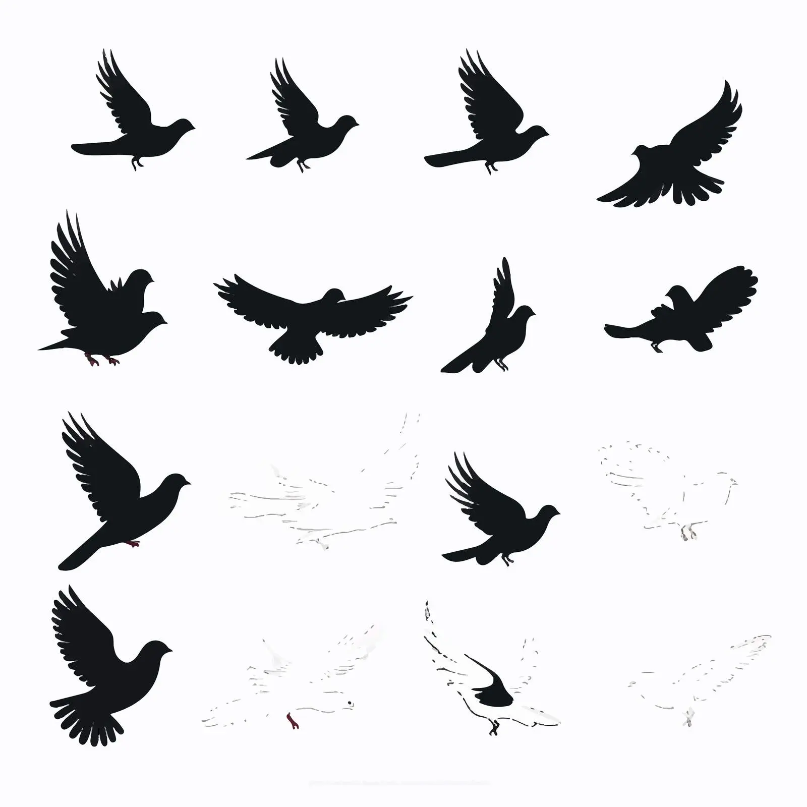White Dove Silhouettes Vector Graphics — free download from Dotvec