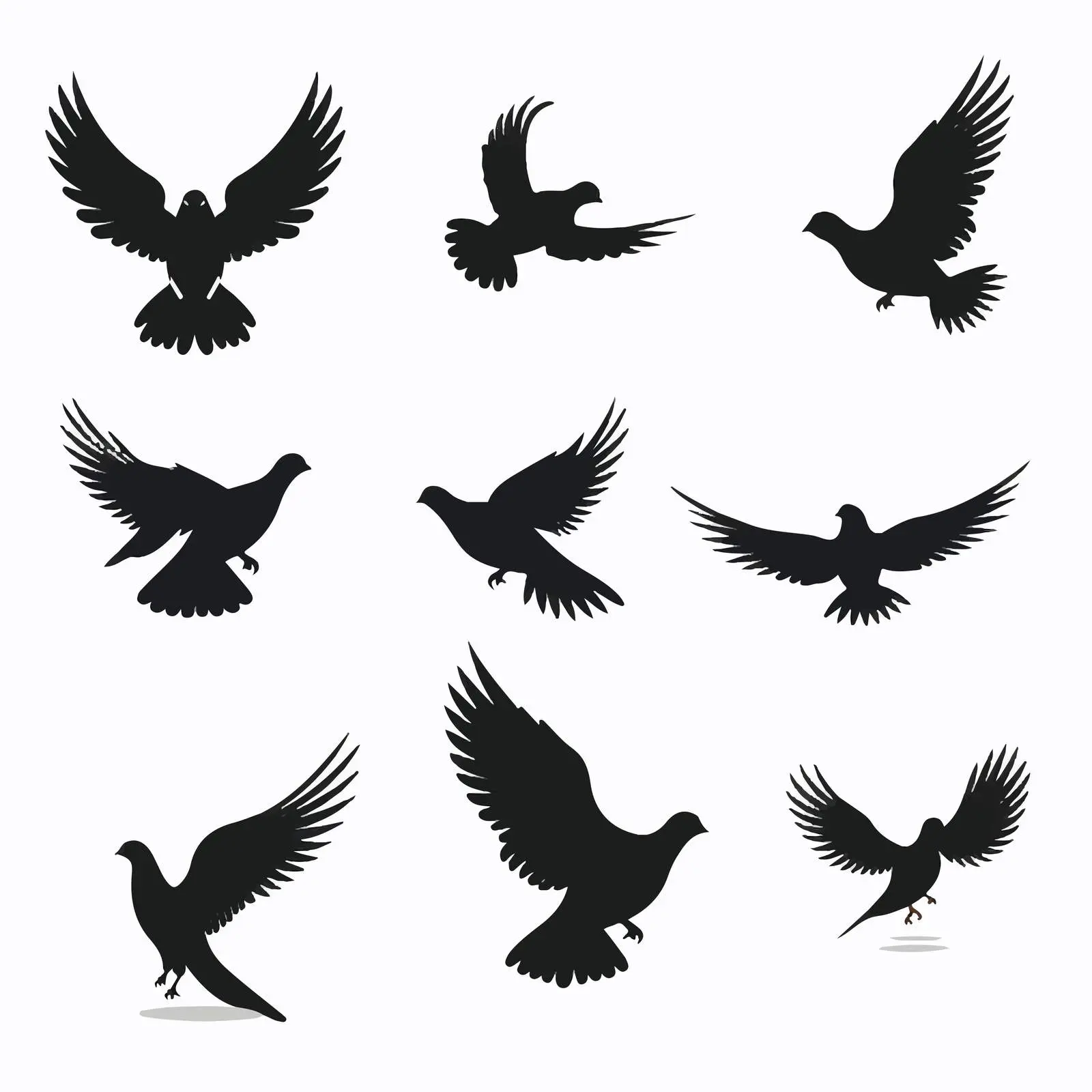Dove Silhouettes Isolated Graphic Elements — free download from Dotvec
