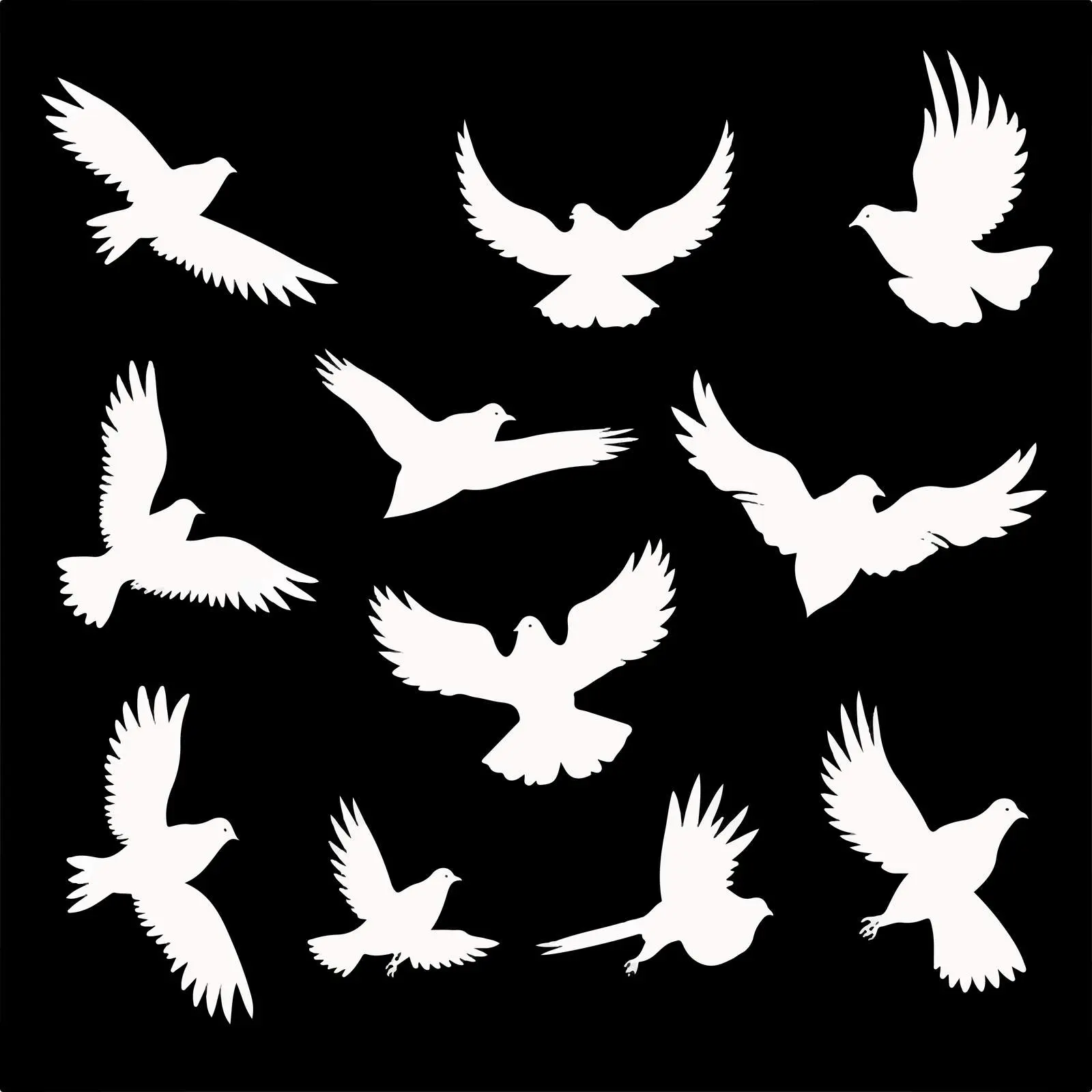 Isolated White Dove Silhouettes Vector Elements — free download from Dotvec