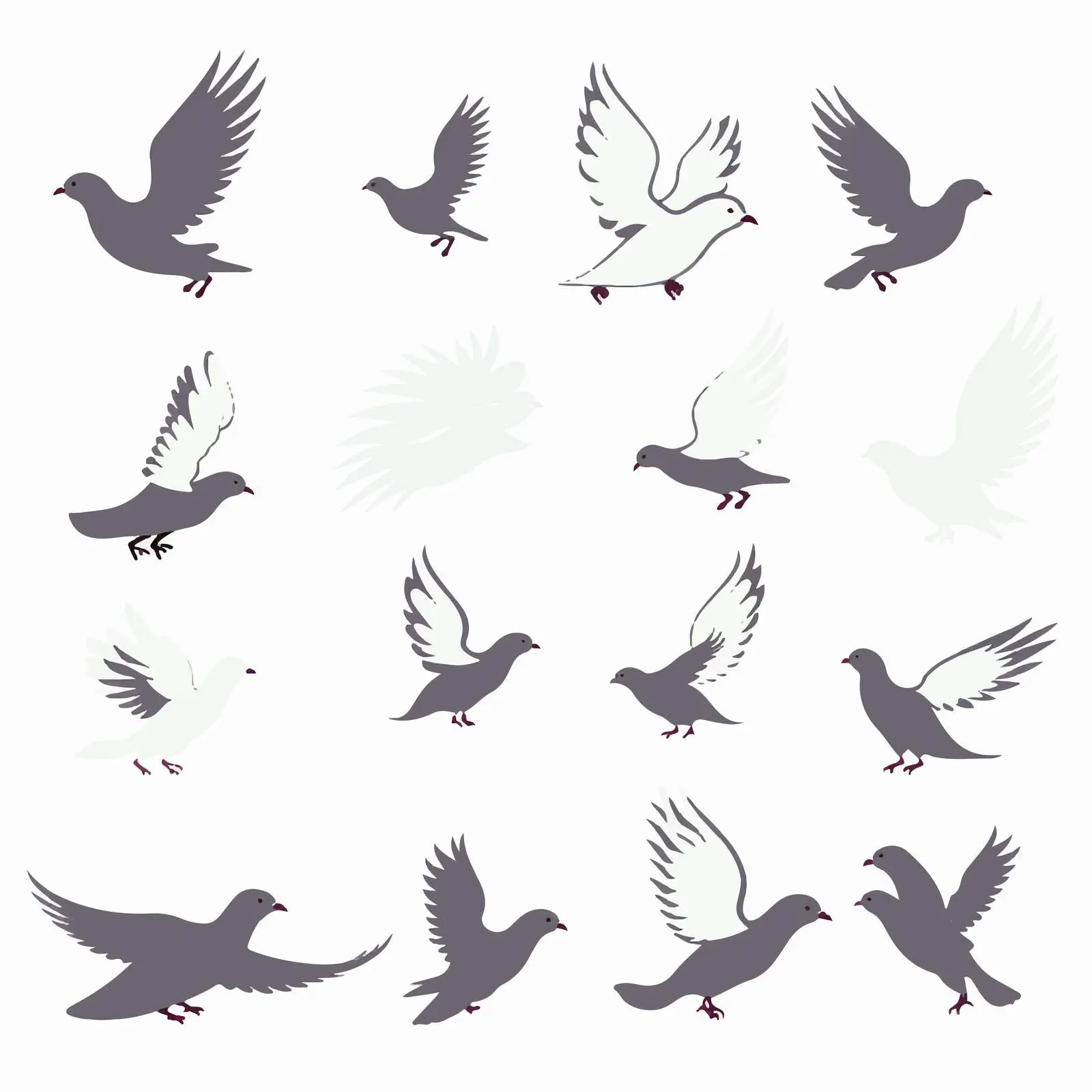 Dove Silhouettes Vector Elements Set – free bad image from Dotvec