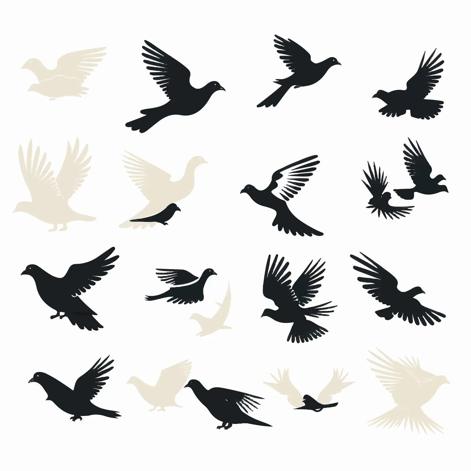 Set of Dove Silhouettes for Graphic Design – free isolated elements image from Dotvec