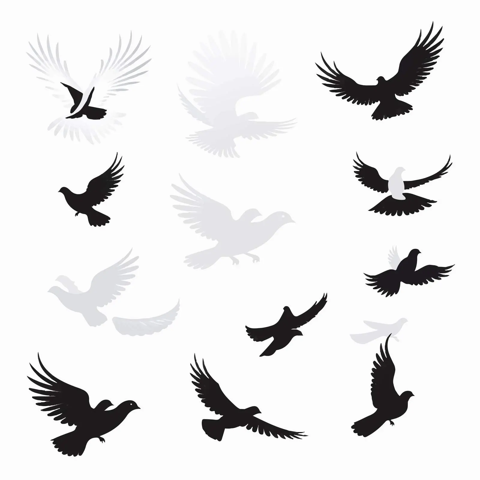 Elegant Dove Silhouettes Set for Graphic Designs — free download from Dotvec