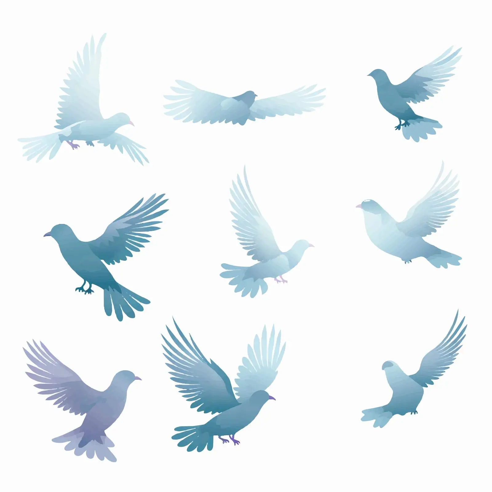 Metallic Gradient Doves Silhouettes Vector Art — free download from Dotvec