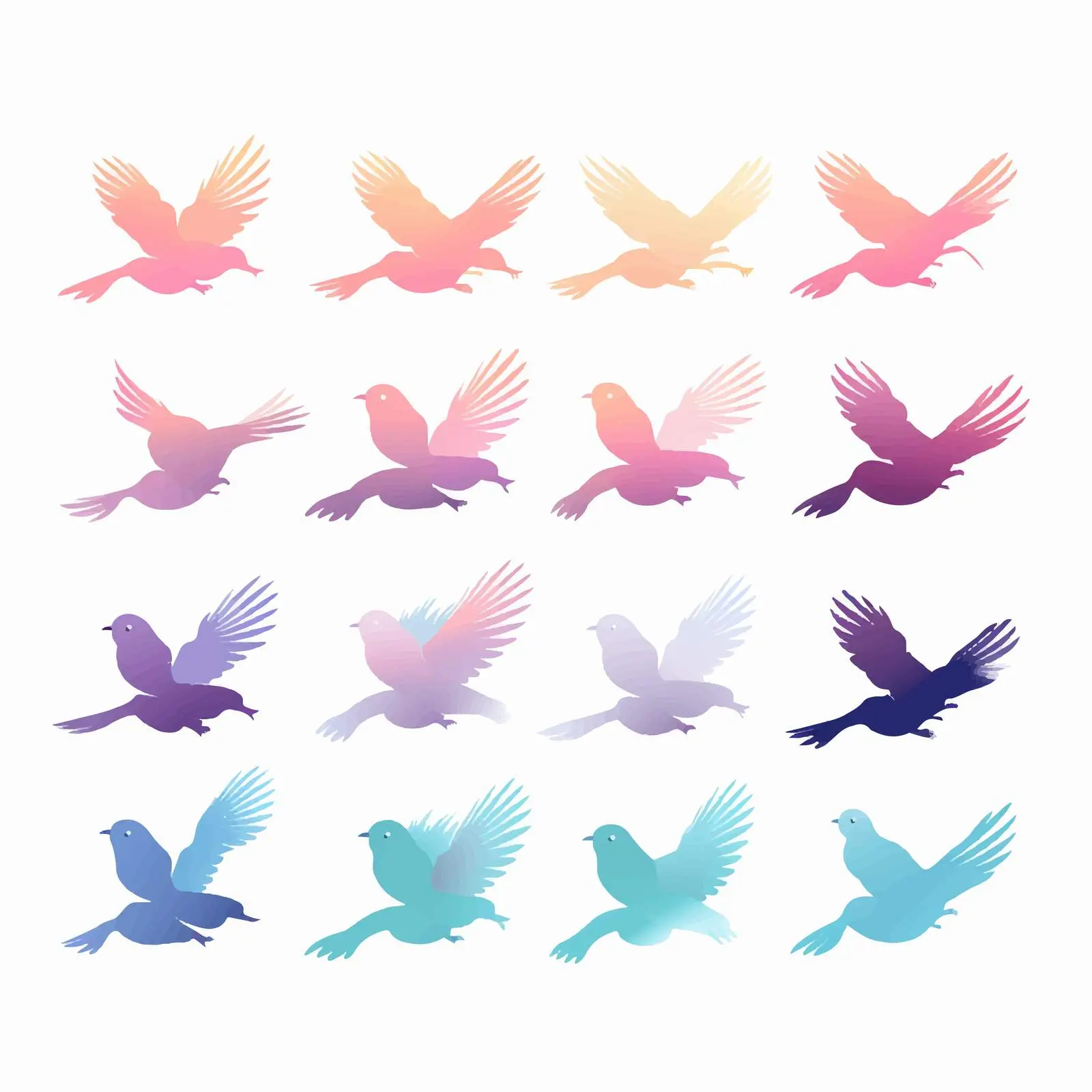 Doves Silhouettes with Metallic Gradient Vector Art — free download from Dotvec