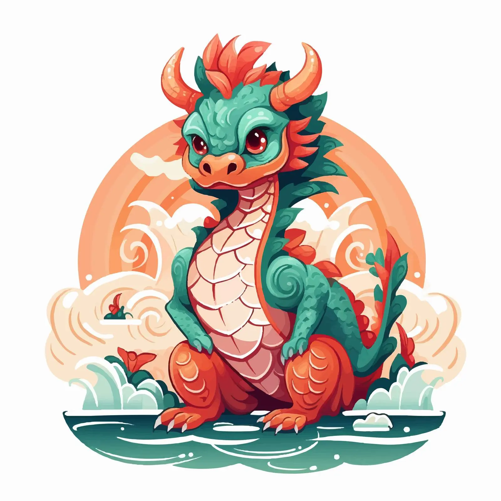 Dragon Year Symbol in Asian Zodiac Design – free chinese zodiac image from Dotvec