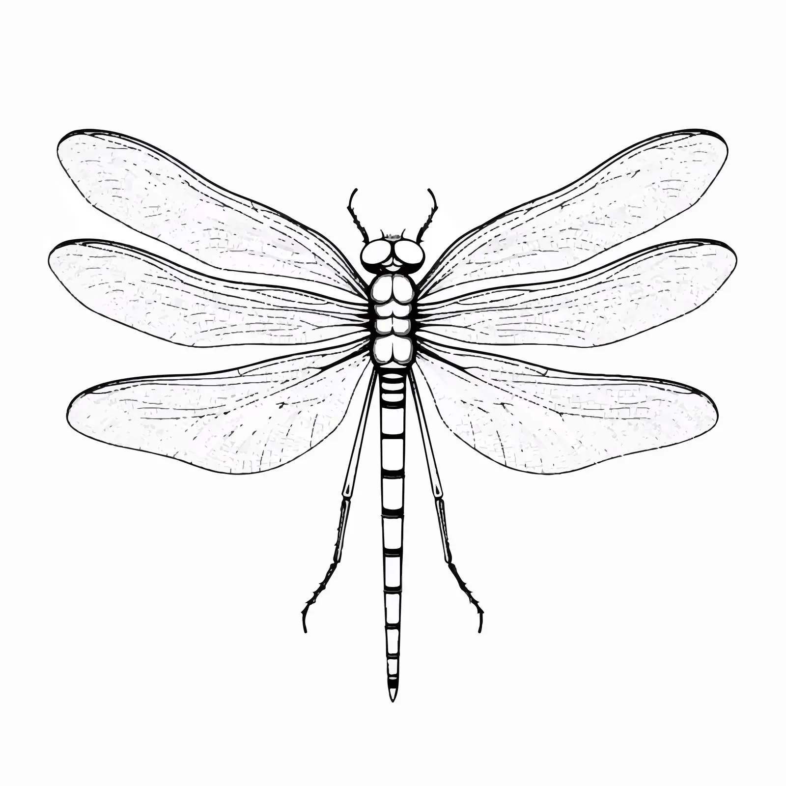 Dragonfly Outline Vector Illustration on White Background — free download from Dotvec