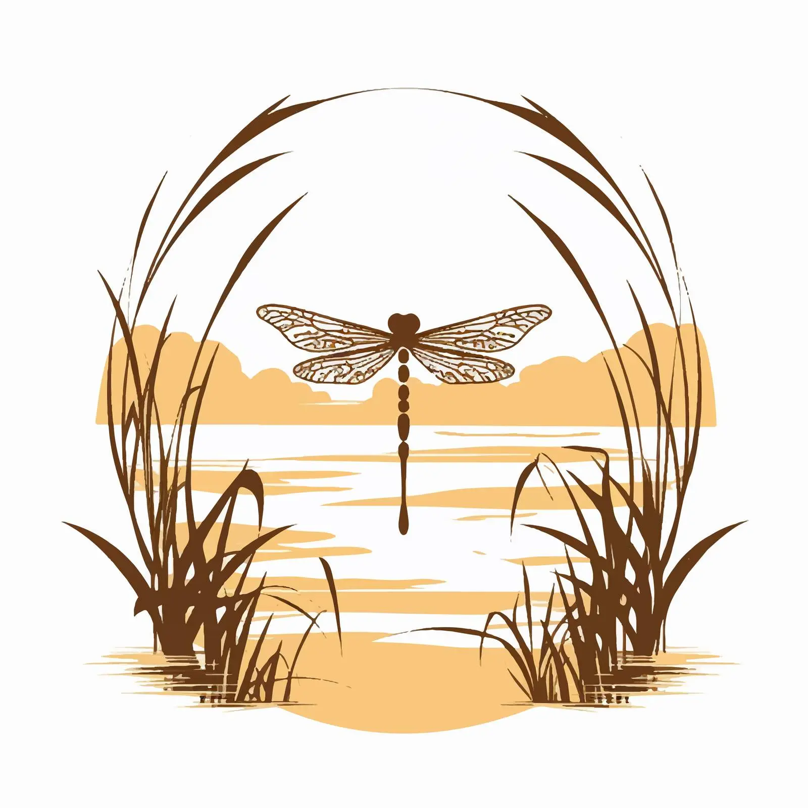 Dragonfly and Reeds Vector Paper Clipping Template — free download from Dotvec