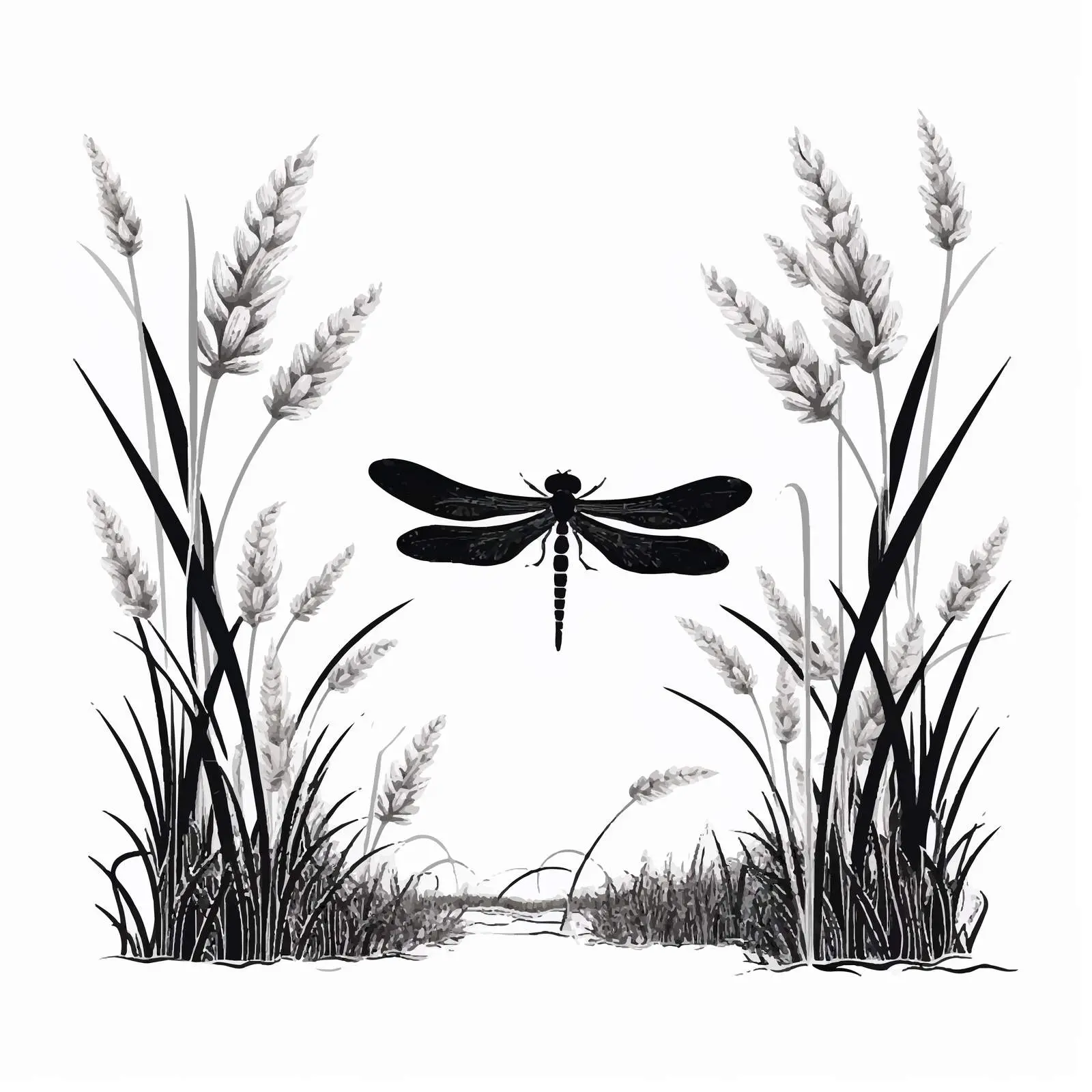 Dragonfly Reeds Template for Paper Clippings — free download from Dotvec