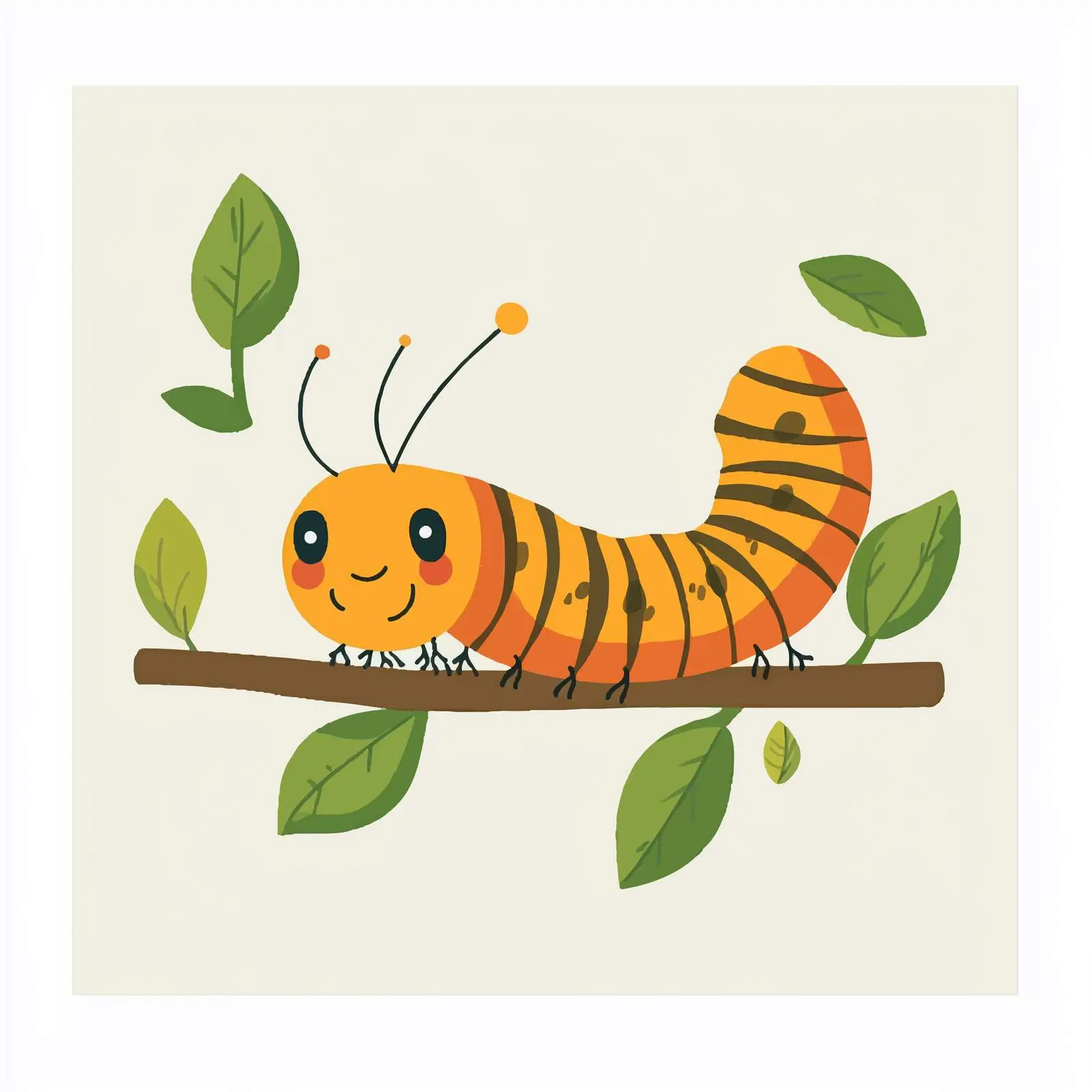 Cheerful Cartoon Caterpillar Vector — free download from Dotvec