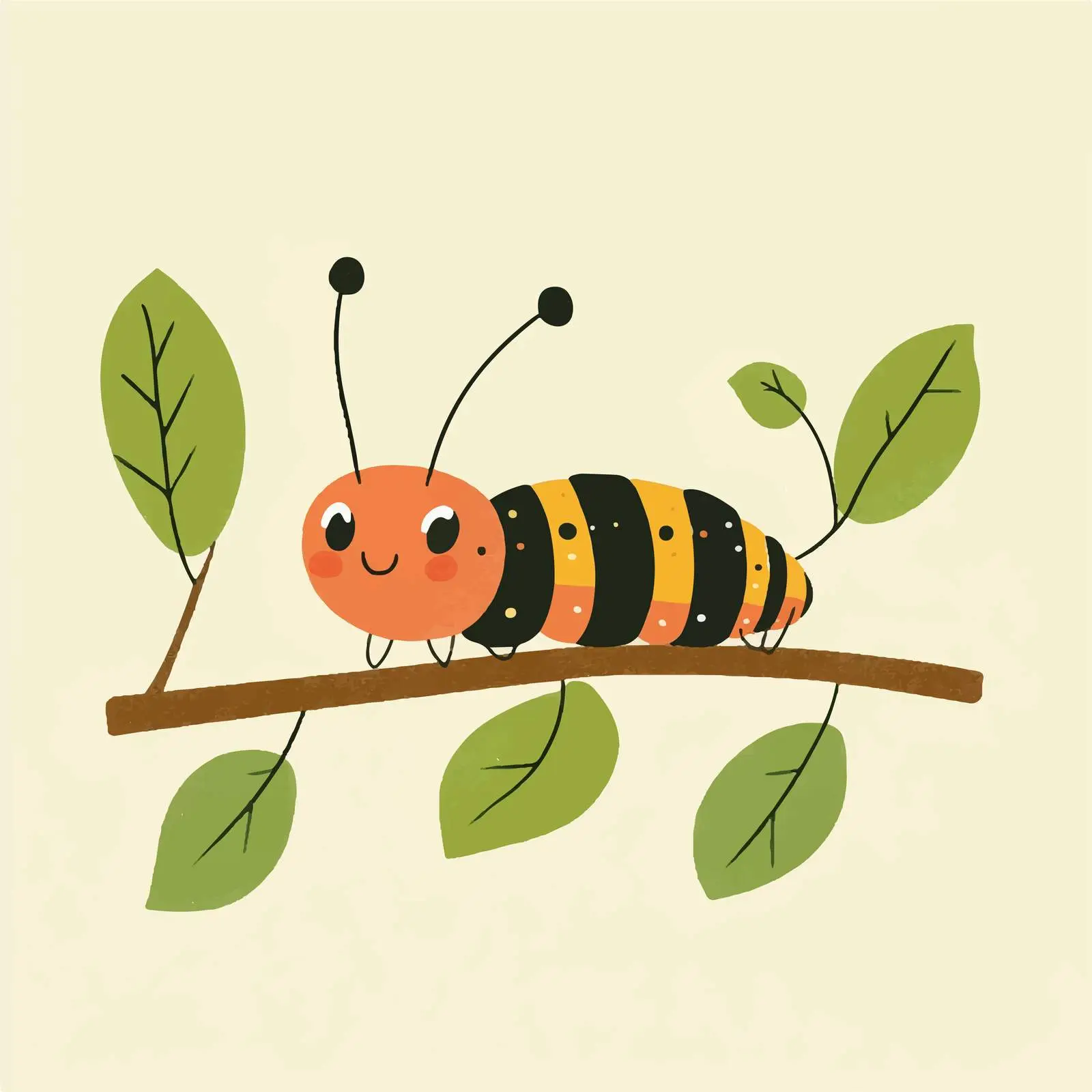 Cheerful Cartoon Caterpillar Vector Illustration — free download from Dotvec