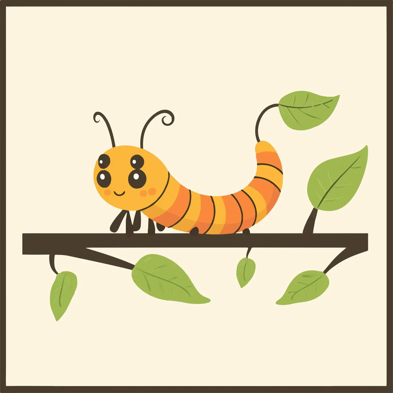 Cheerful Cartoon Caterpillar Vector Illustration — free download from Dotvec