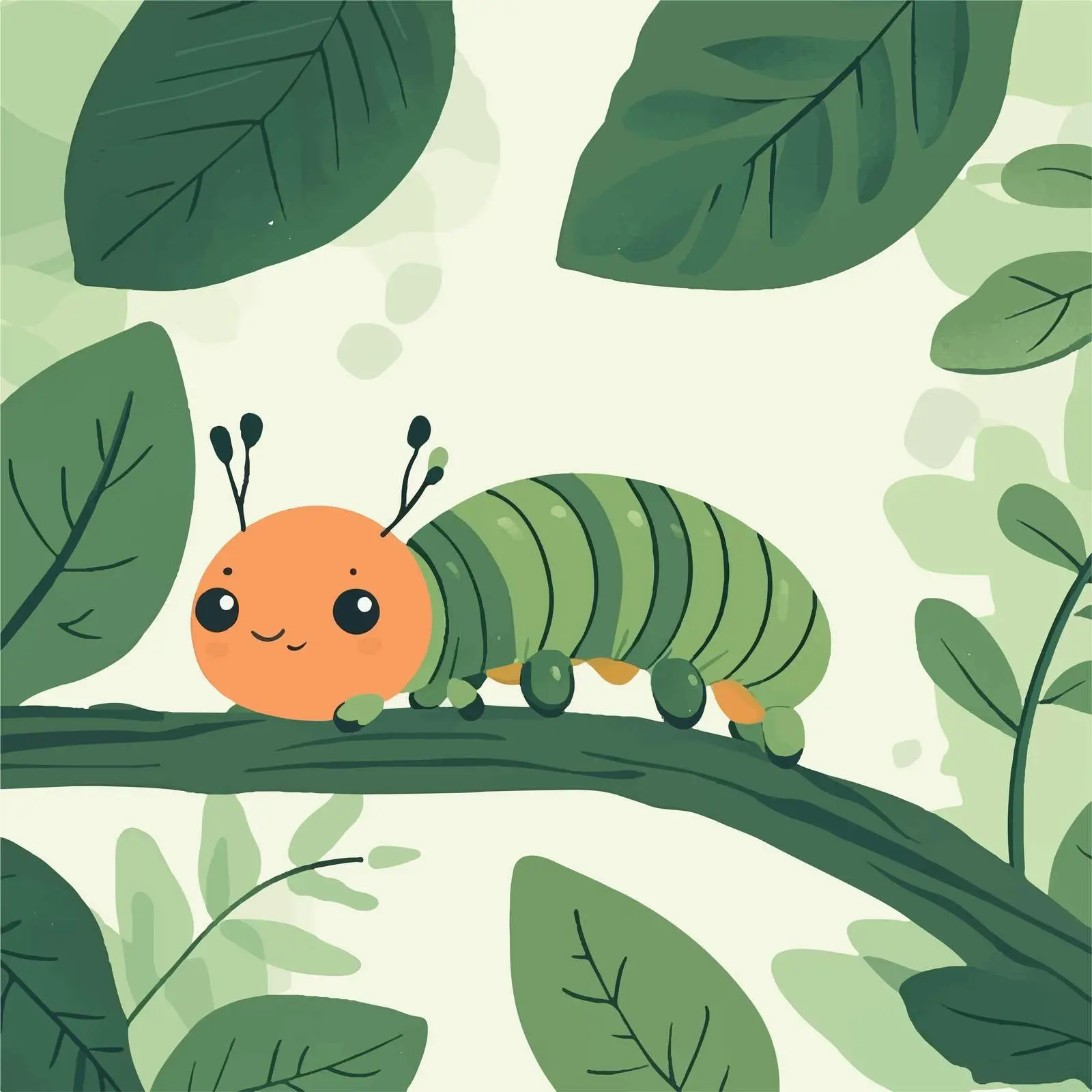 Cheerful Cartoon Caterpillar Illustration — free download from Dotvec