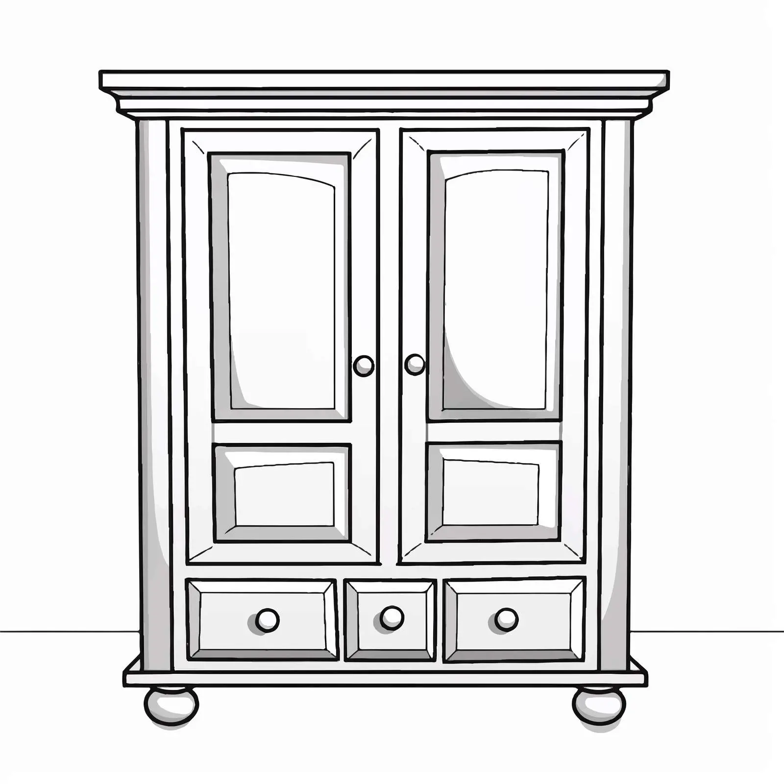 Cupboard Coloring Page for Kids Education – free childhood creativity image from Dotvec