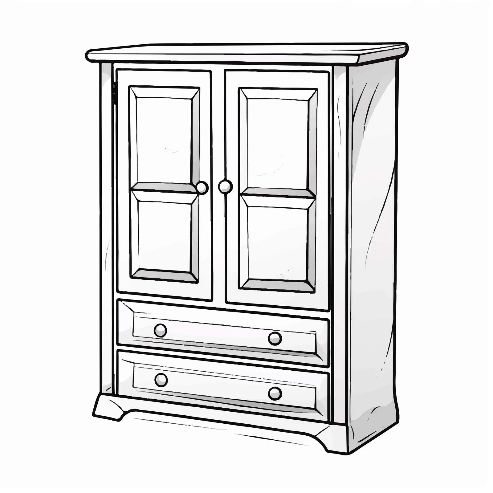 Coloring Illustration of a Cupboard for Children — free download from Dotvec