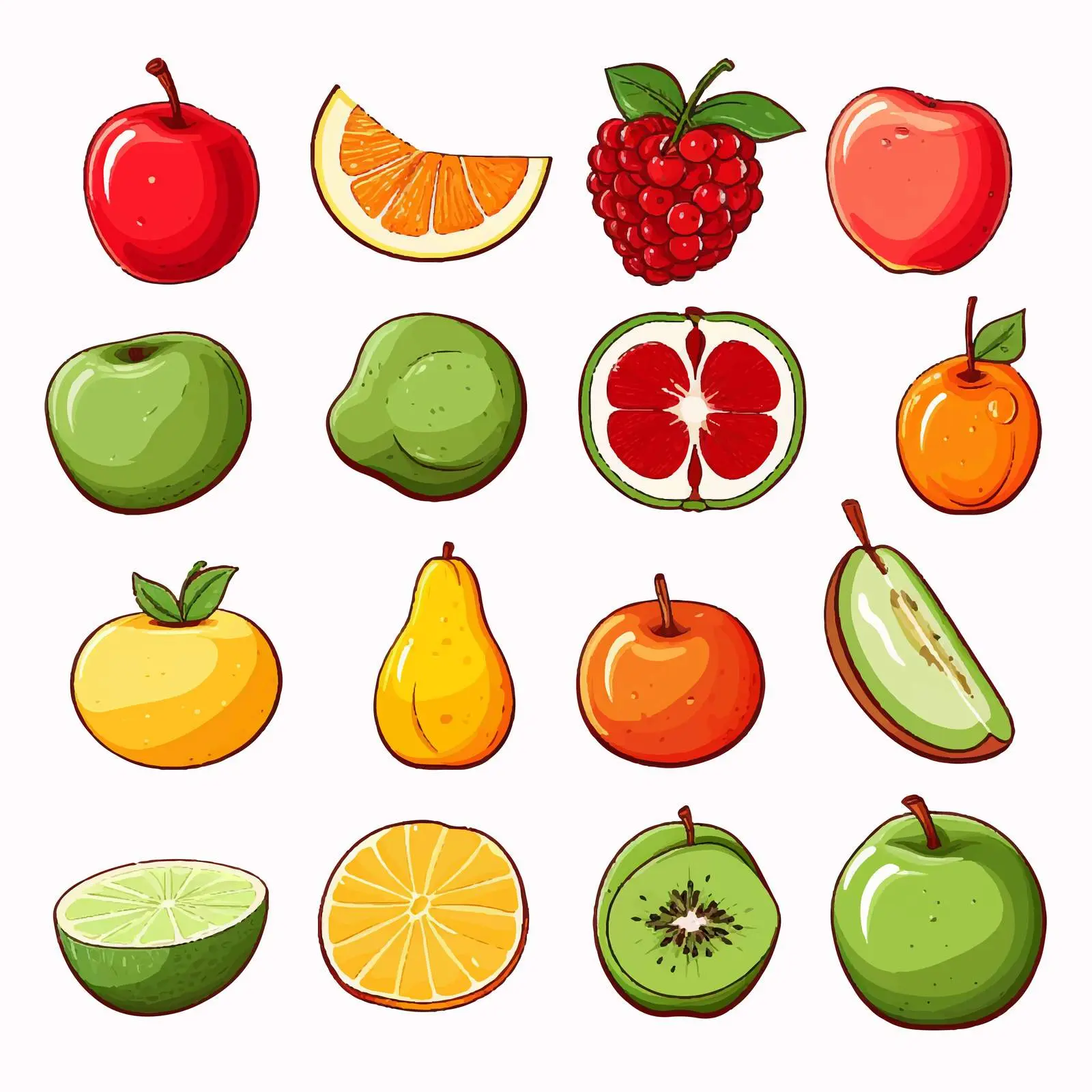 Colorful Fruits Illustration for Children's Education – free educational visuals image from Dotvec