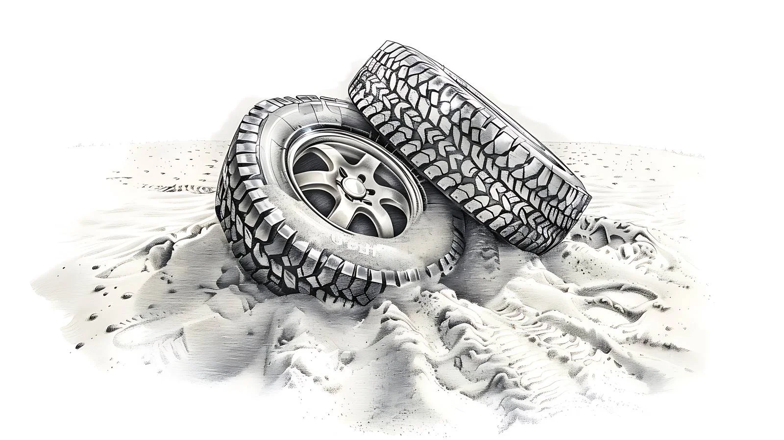 Car tire tracks in sand on white background — free download from Dotvec