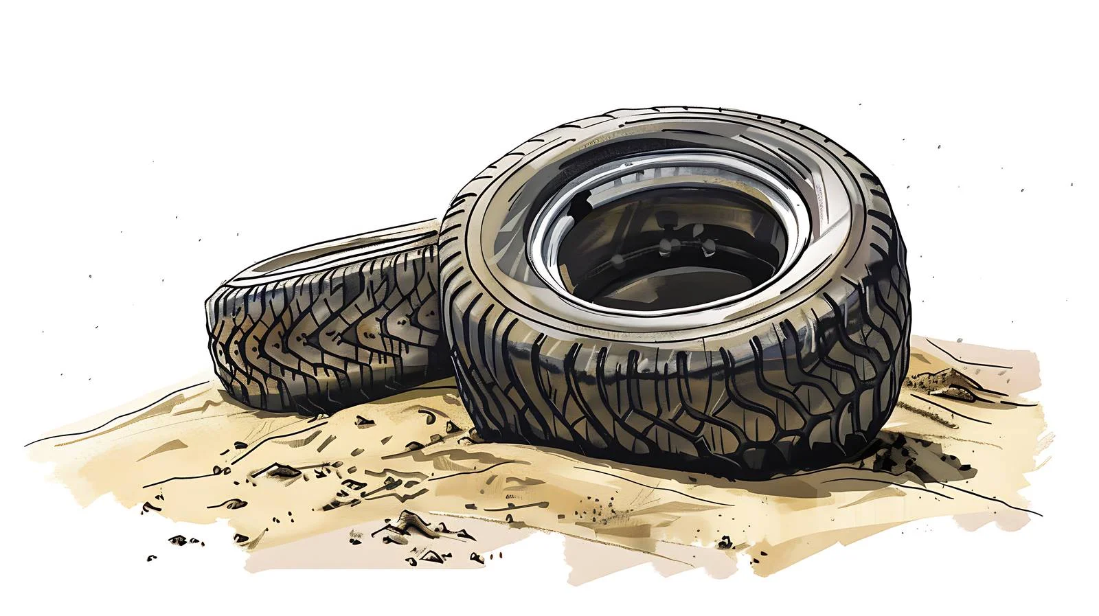 Sand-car tire tracks on isolated background — free download from Dotvec