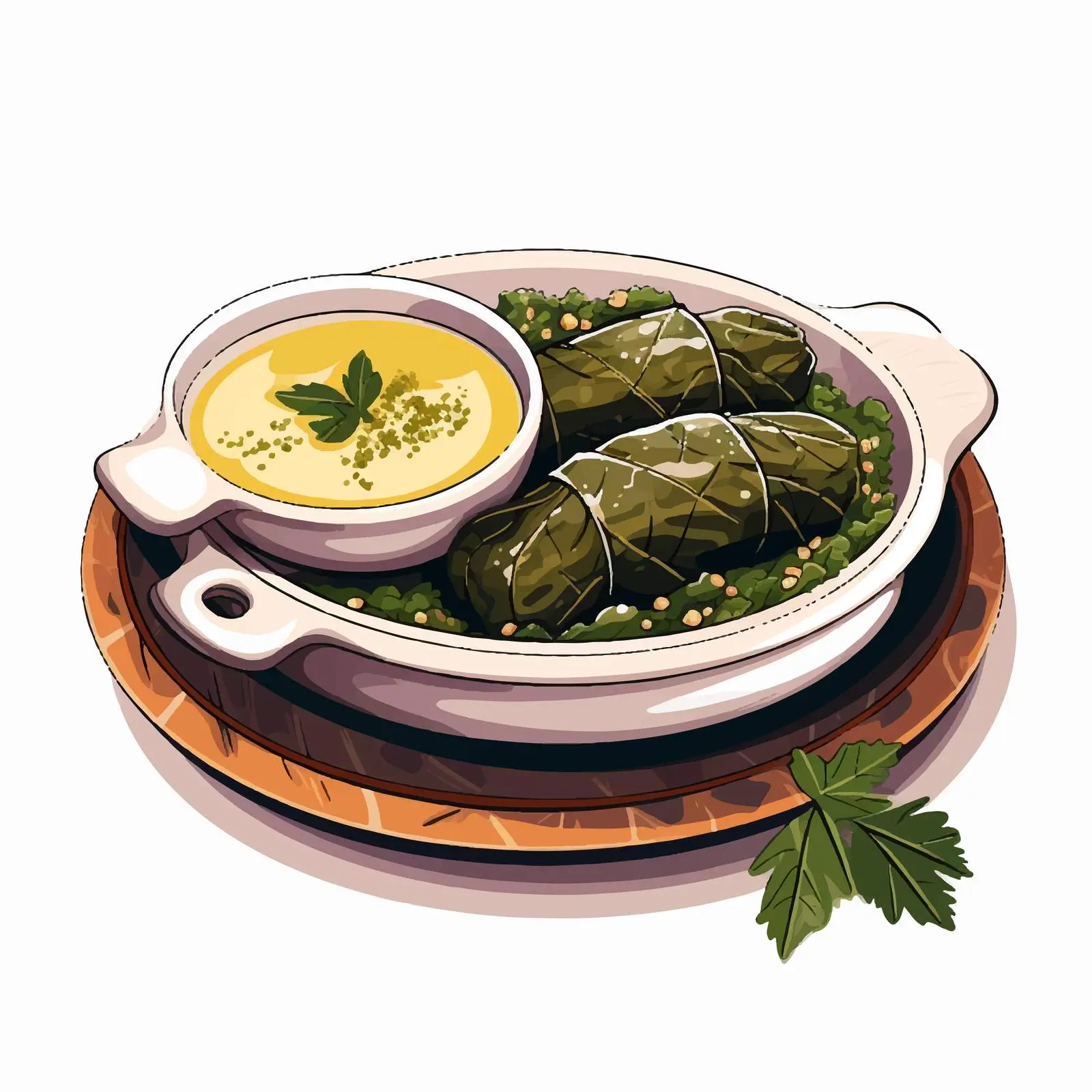 Dolma Bowl with Sauce Illustration – free tasty food image from Dotvec