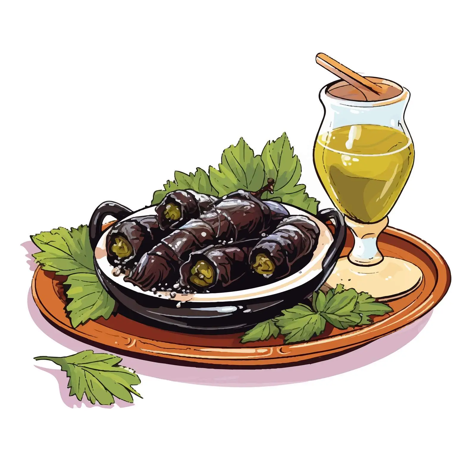Dolma in Bowl with Gravy Boat Sauce – free gourmet meal image from Dotvec