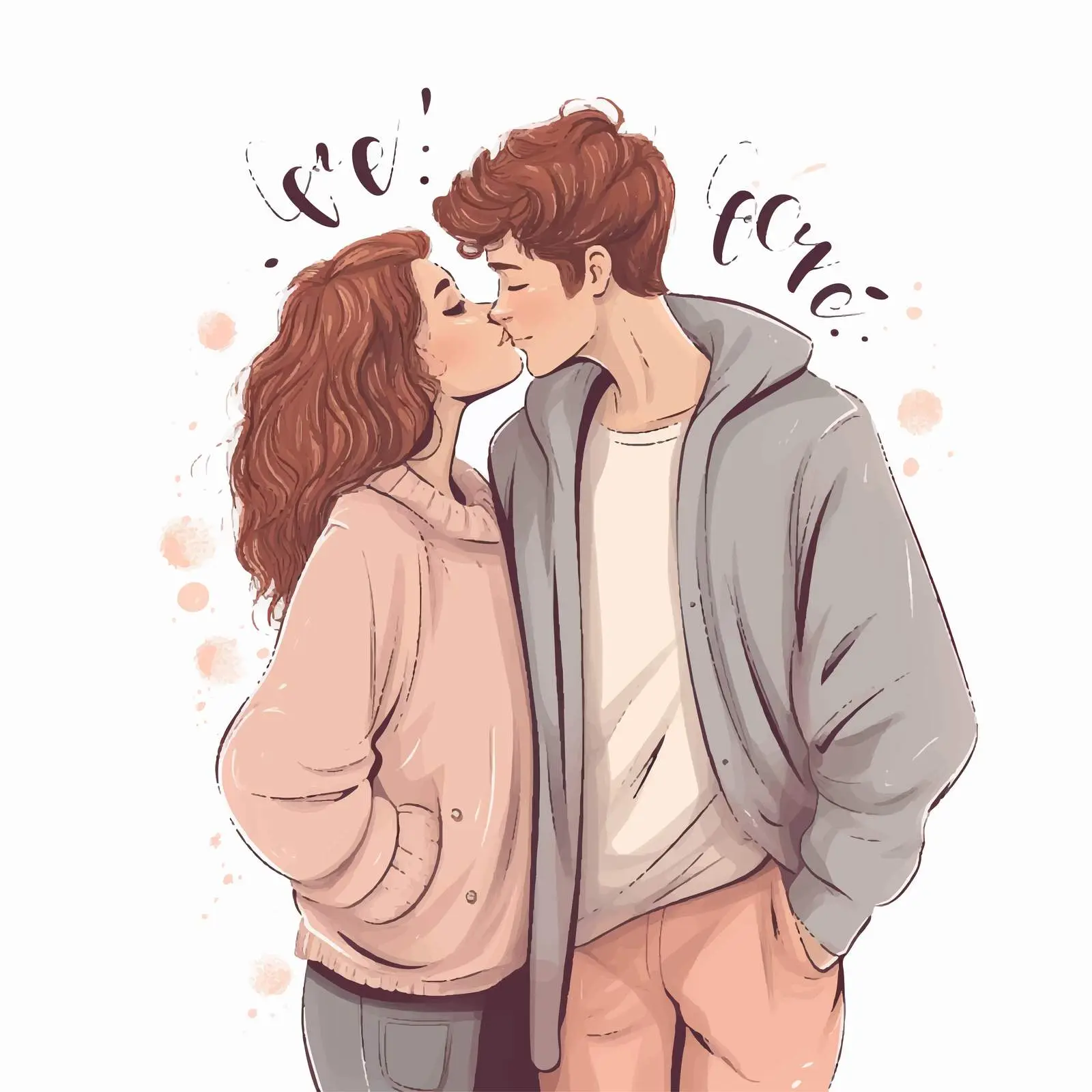 Young Couple Kissing Vector Illustration — free download from Dotvec