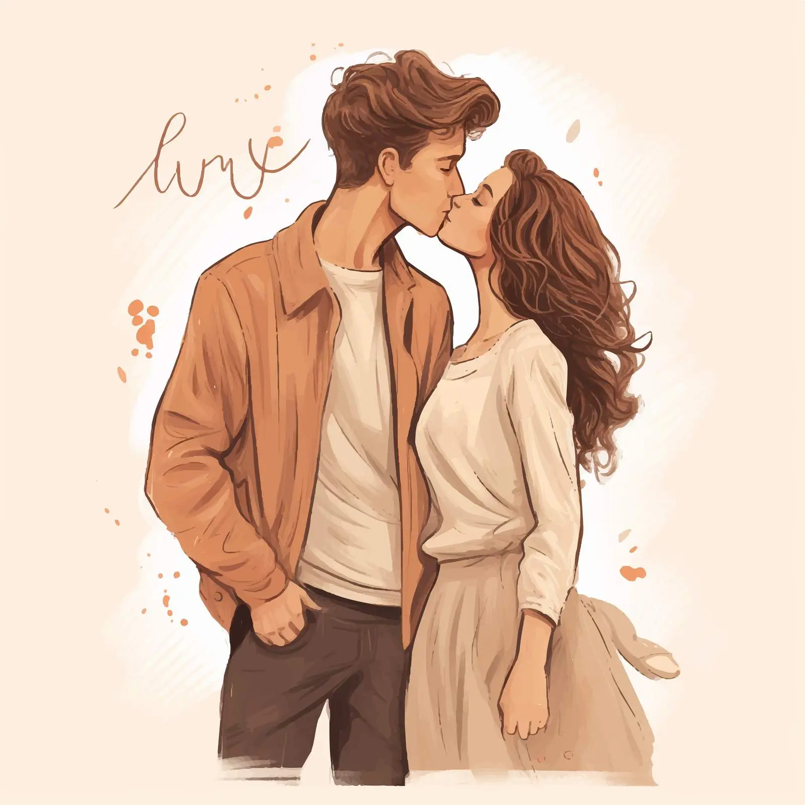 Young Couple Kissing Vector Art — free download from Dotvec