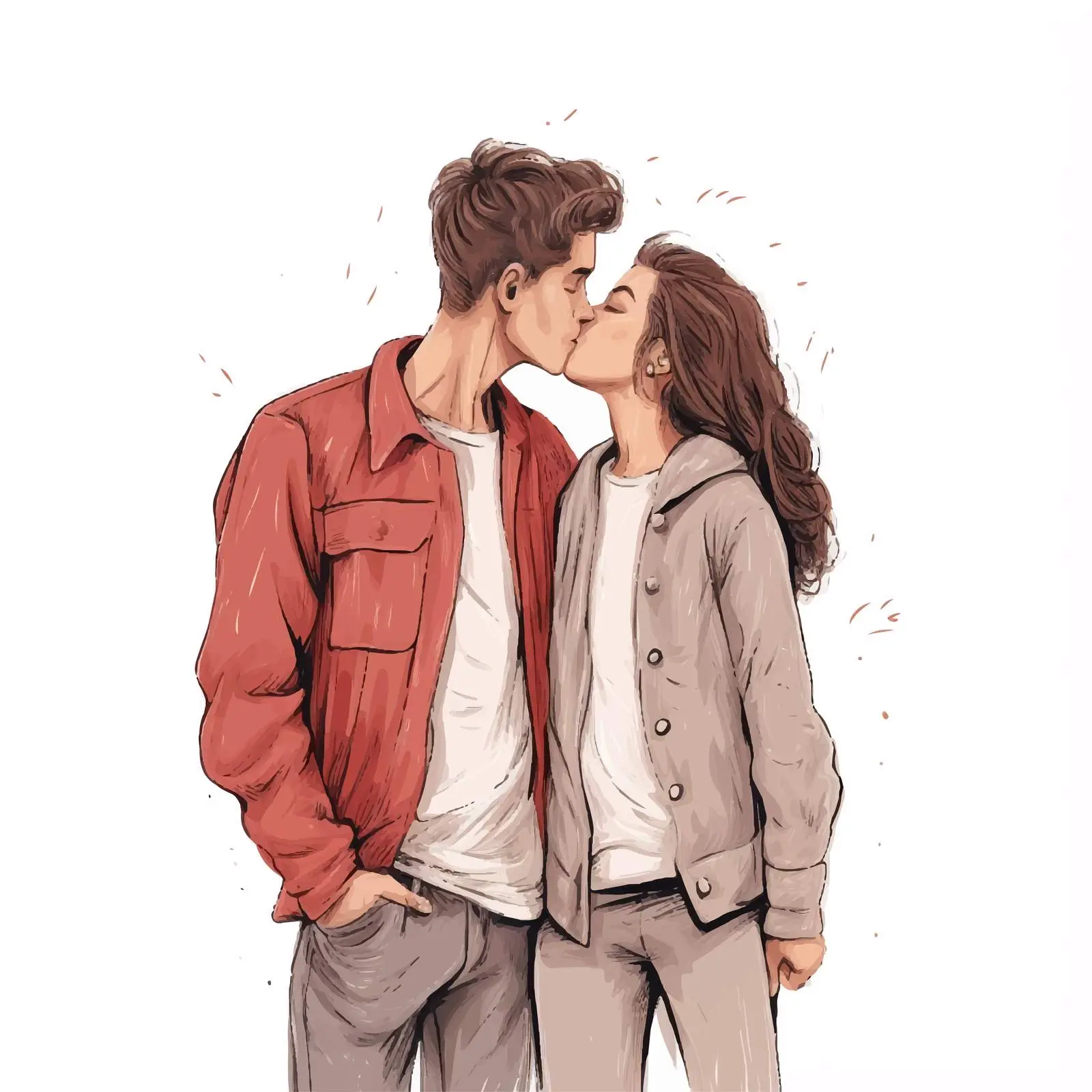 Young Couple Kissing Vector Art — free download from Dotvec