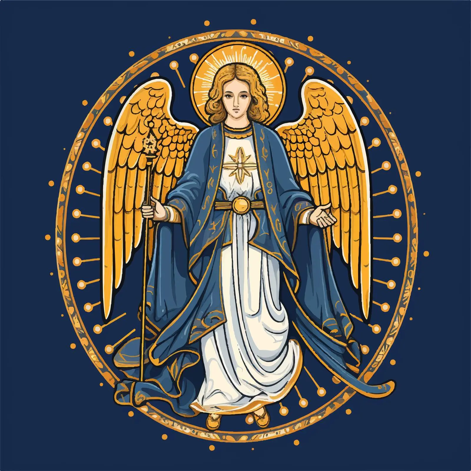 Byzantine Style Archangel Illustration on Dark Blue — free download from Dotvec