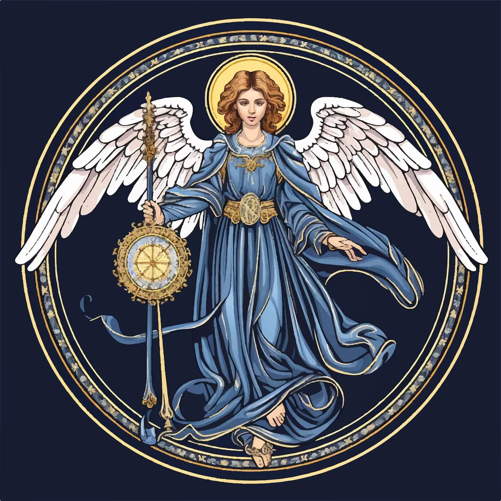 Byzantine Archangel Illustration on Dark Blue Background – free artistic interpretation image from Dotvec