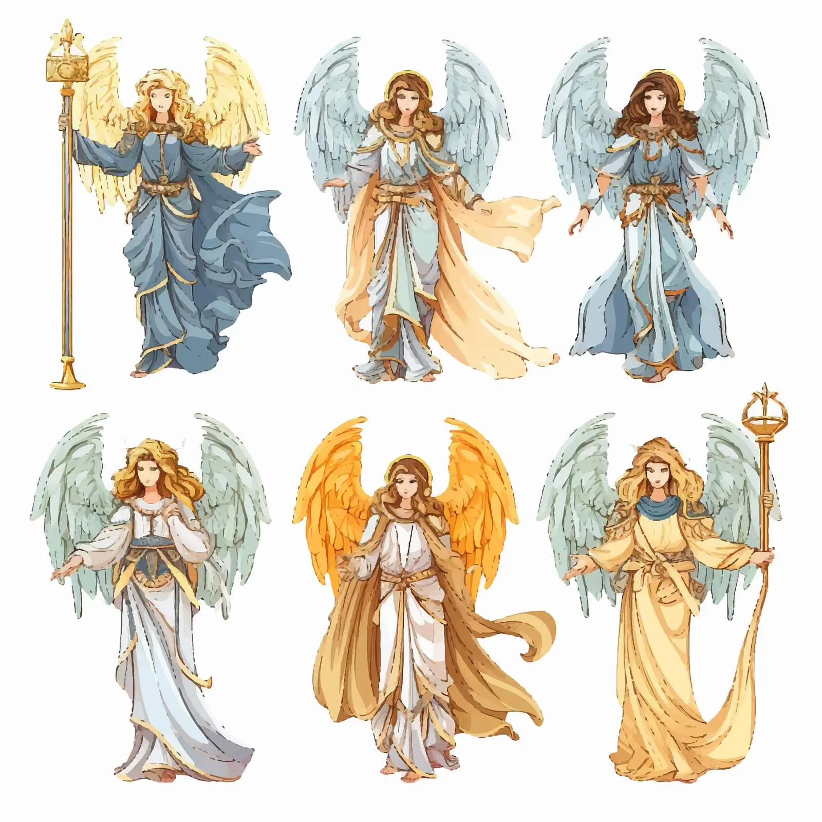 Byzantine Style Archangels Illustration Set – free geometry image from Dotvec