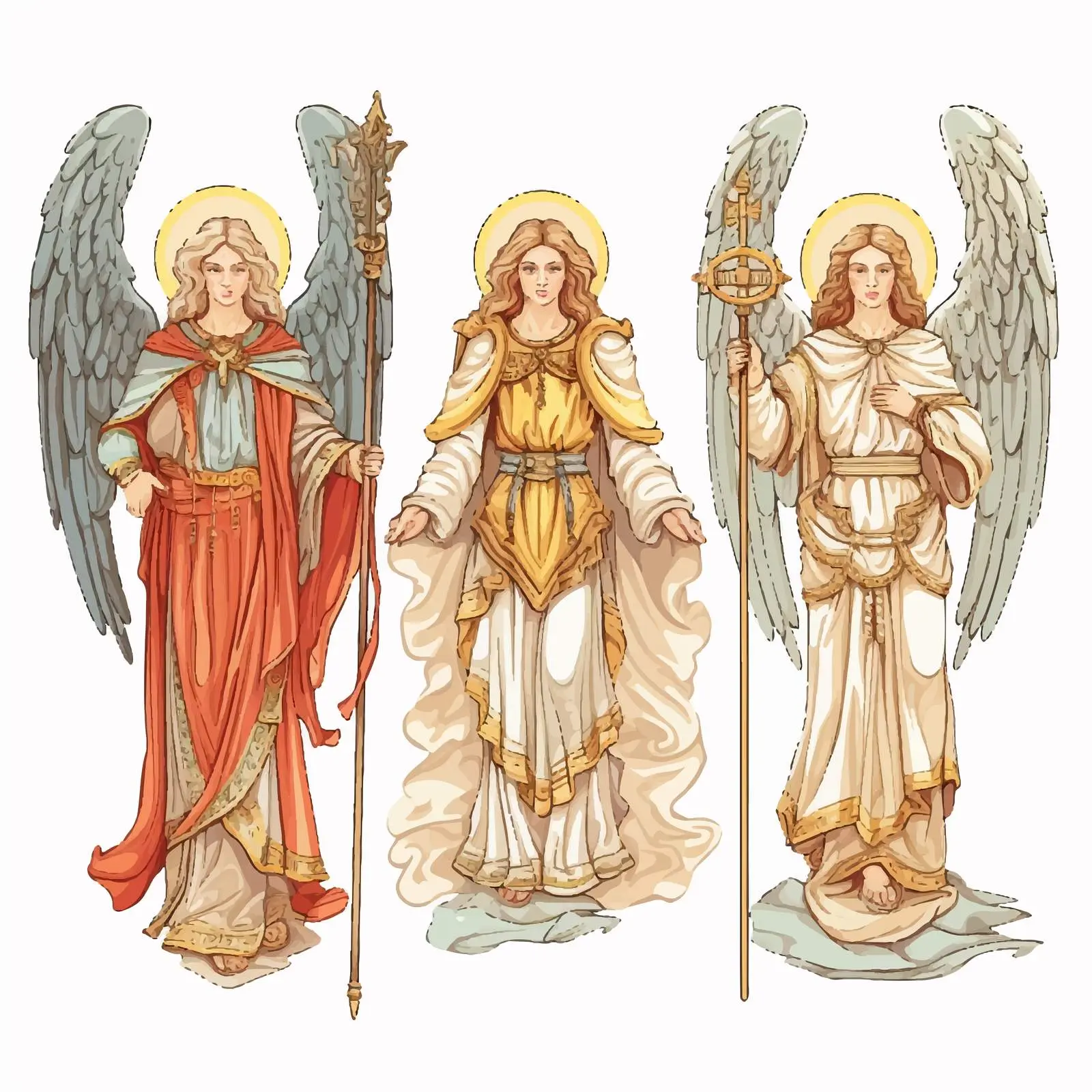 Byzantine Style Archangels Illustration Set – free isolated illustration image from Dotvec