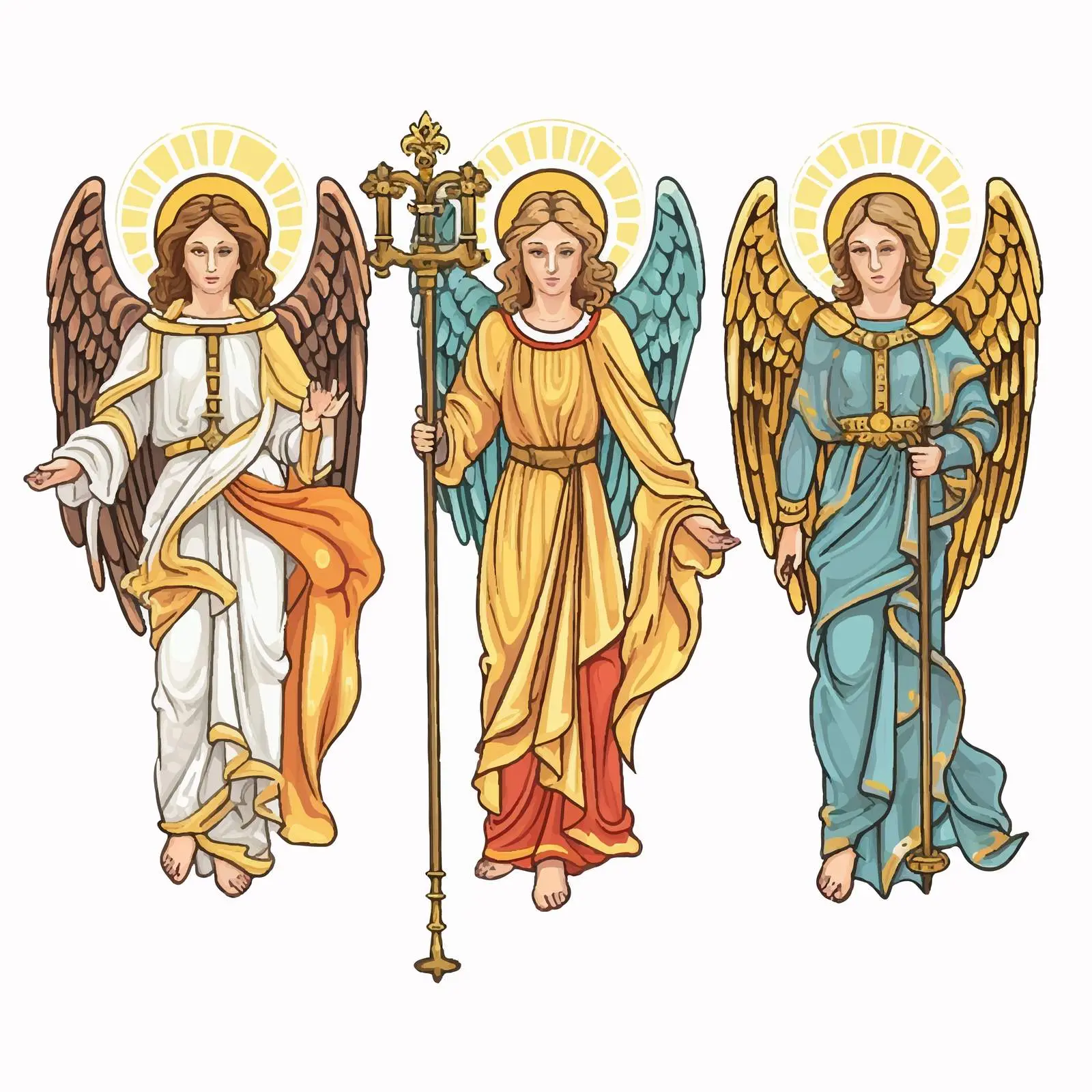 Byzantine Style Archangels Illustration Set – free religious vector image from Dotvec